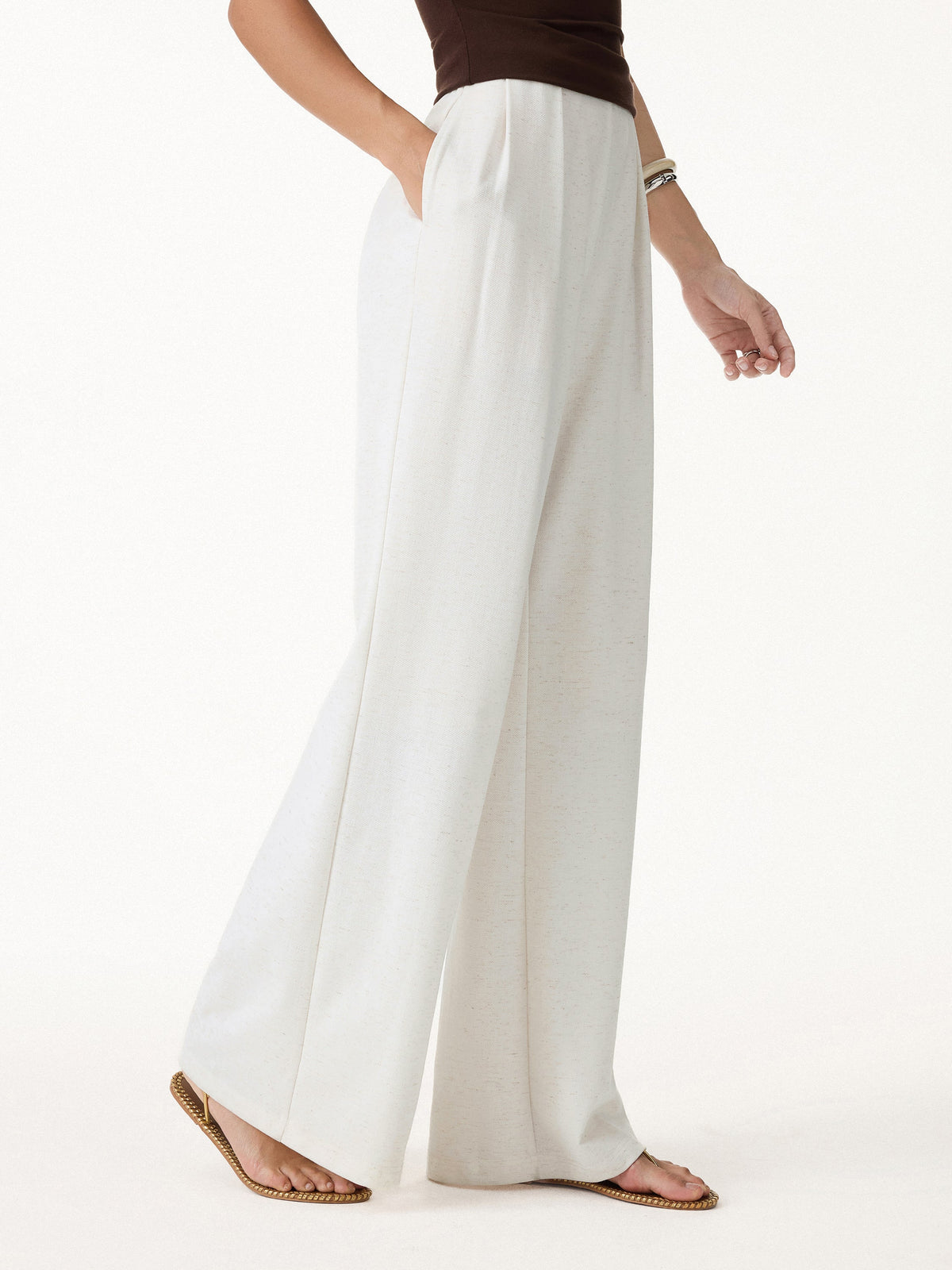 OGLmove Women's Airy Stretch Linen-Like Wide Flare Pants