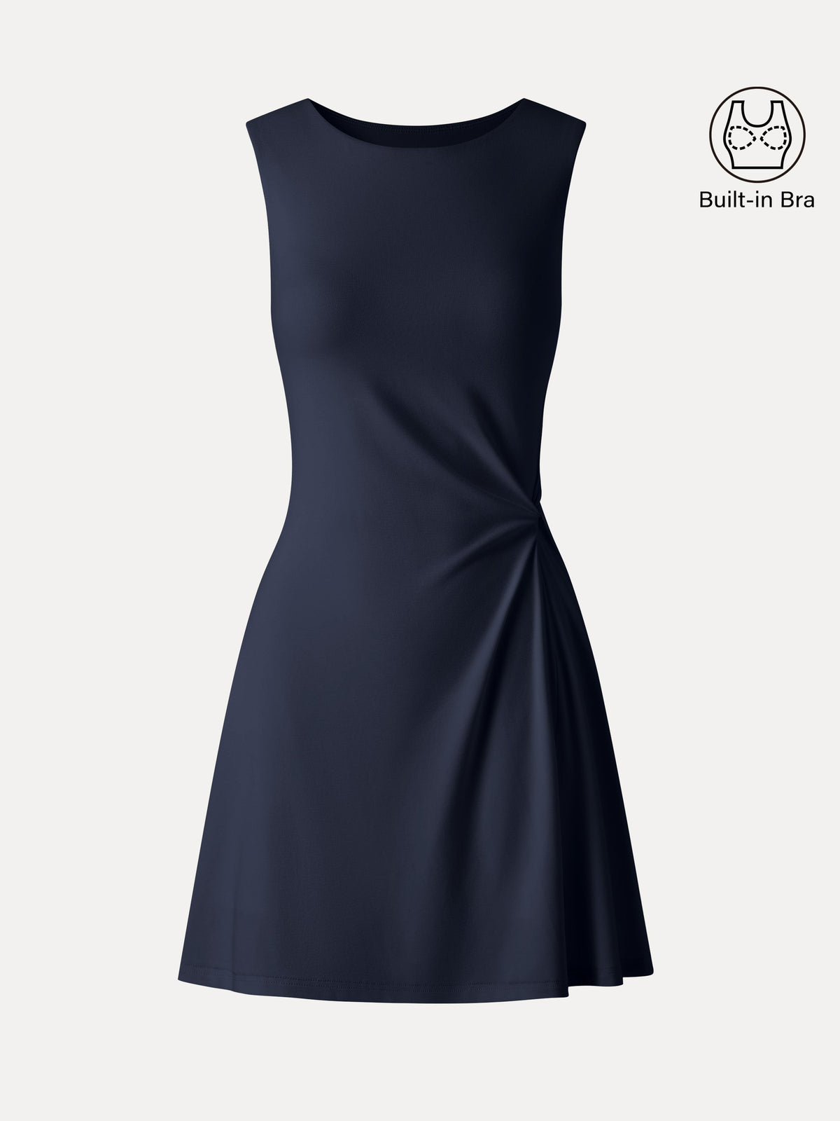 OGLmove Women's Ribbed Round Neck Side-Twist Mini Bra Dress