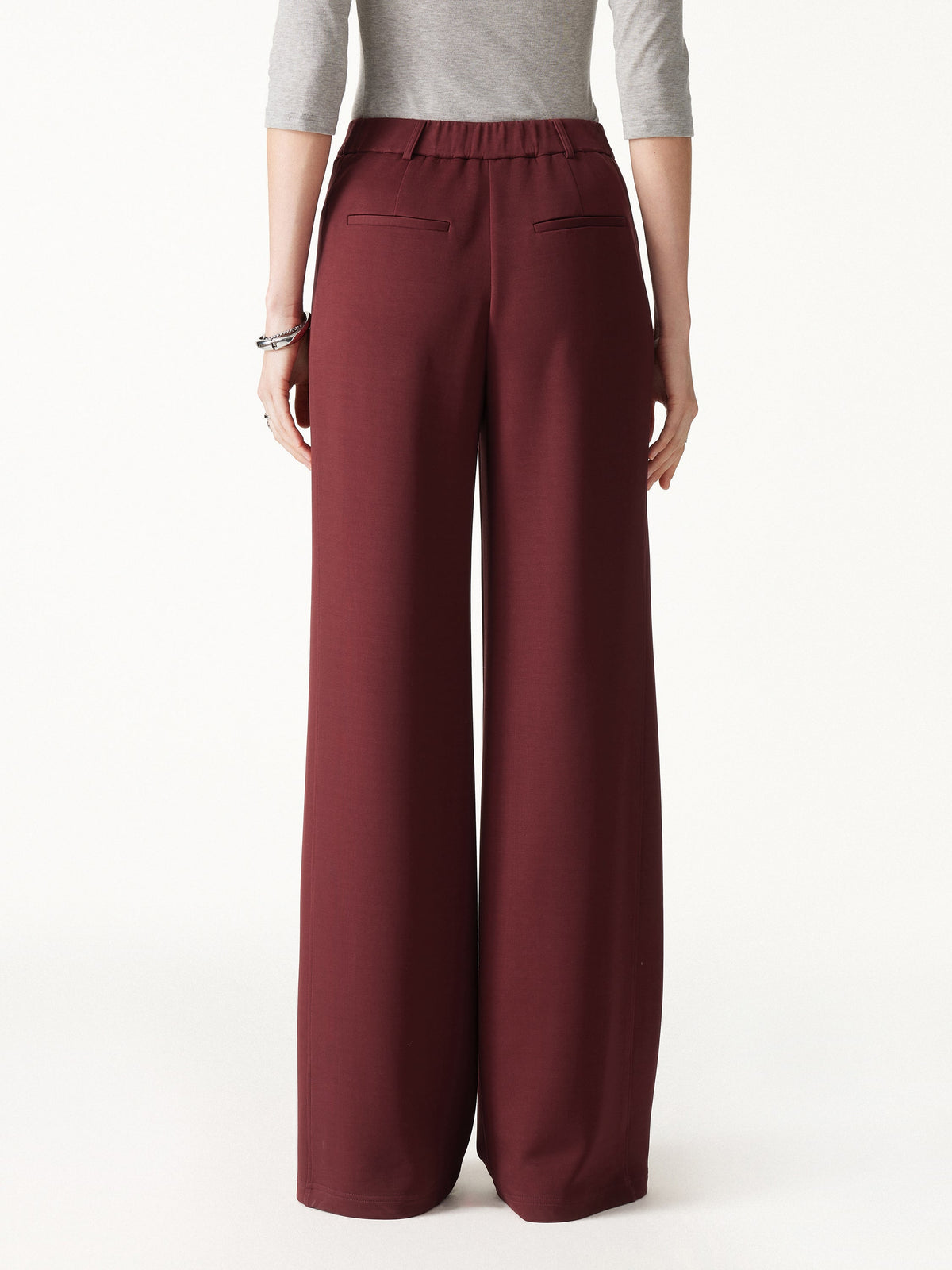 OGLmove Women's Lyocell Spacer Knit High-Rise Wide-Leg Tuck Pants with Pockets