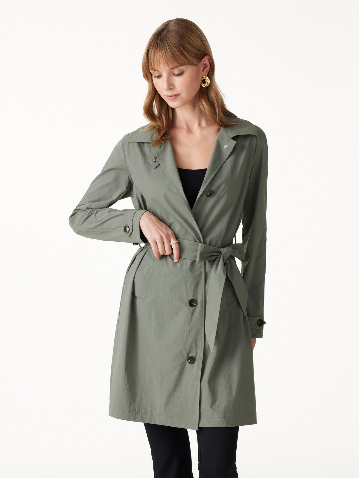 OGLmove Women's Water-Repellent Notched Collar Trench Coat