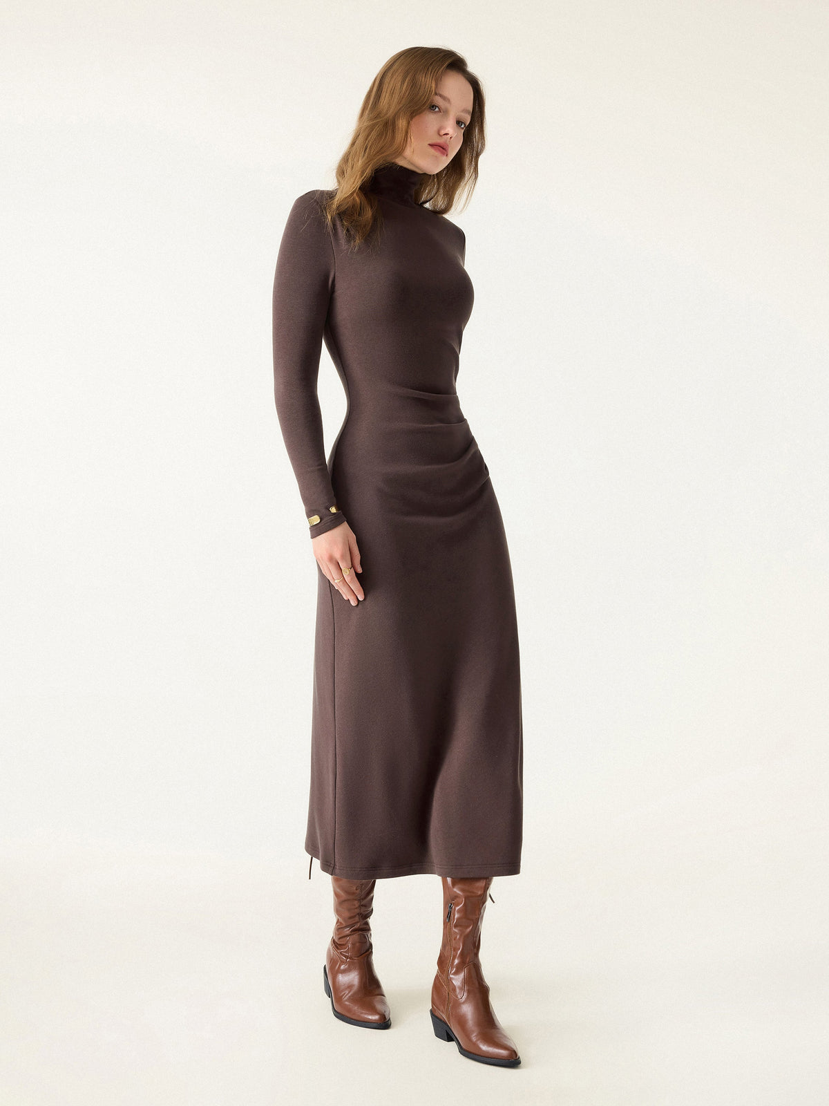 OGLmove Women's ProWarm Turtleneck Tucked Midi Bra Dress