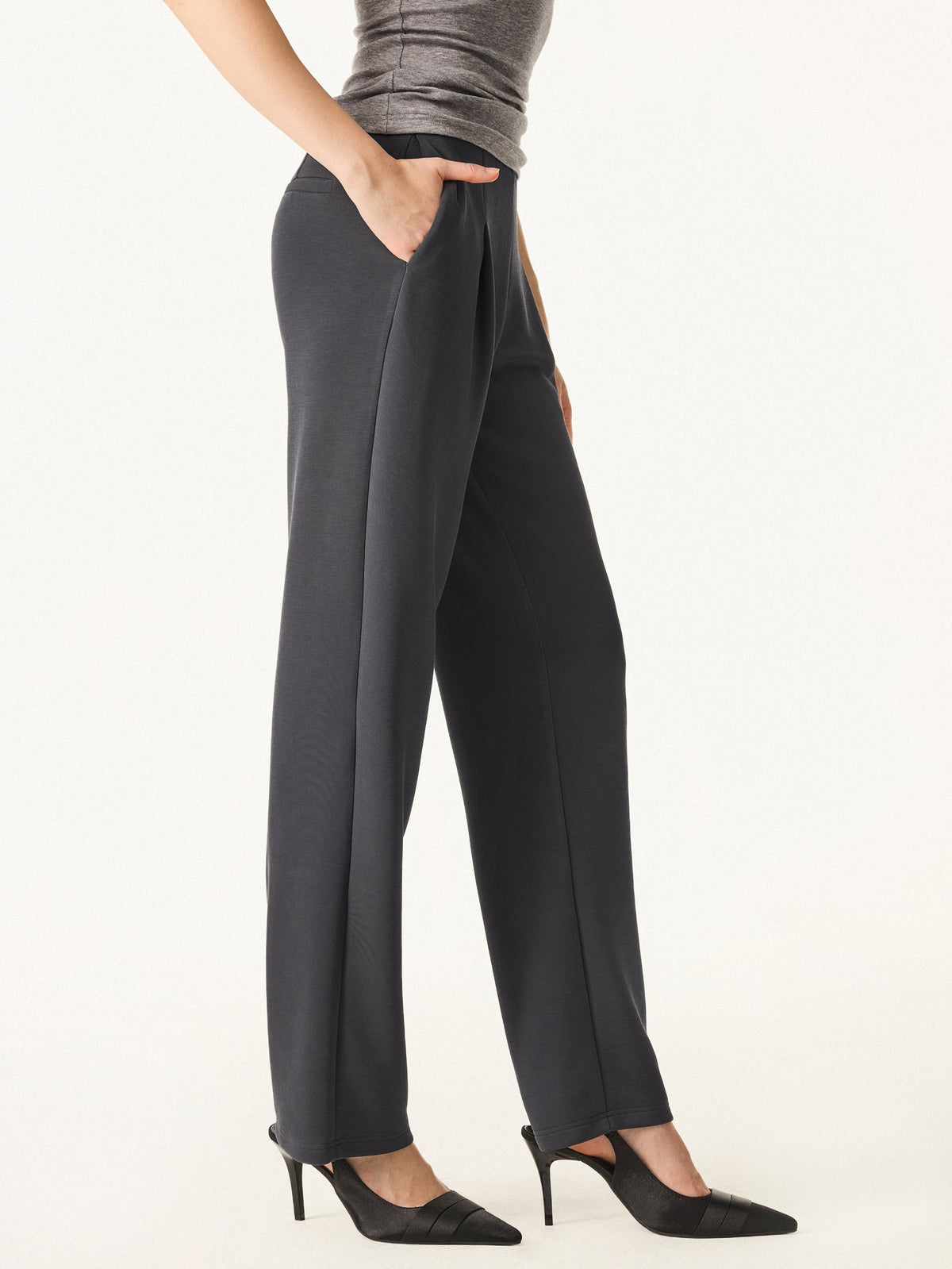 OGLmove Women's Sandwashed Spacer Mid Rise Straight Leg Pull-on Trousers