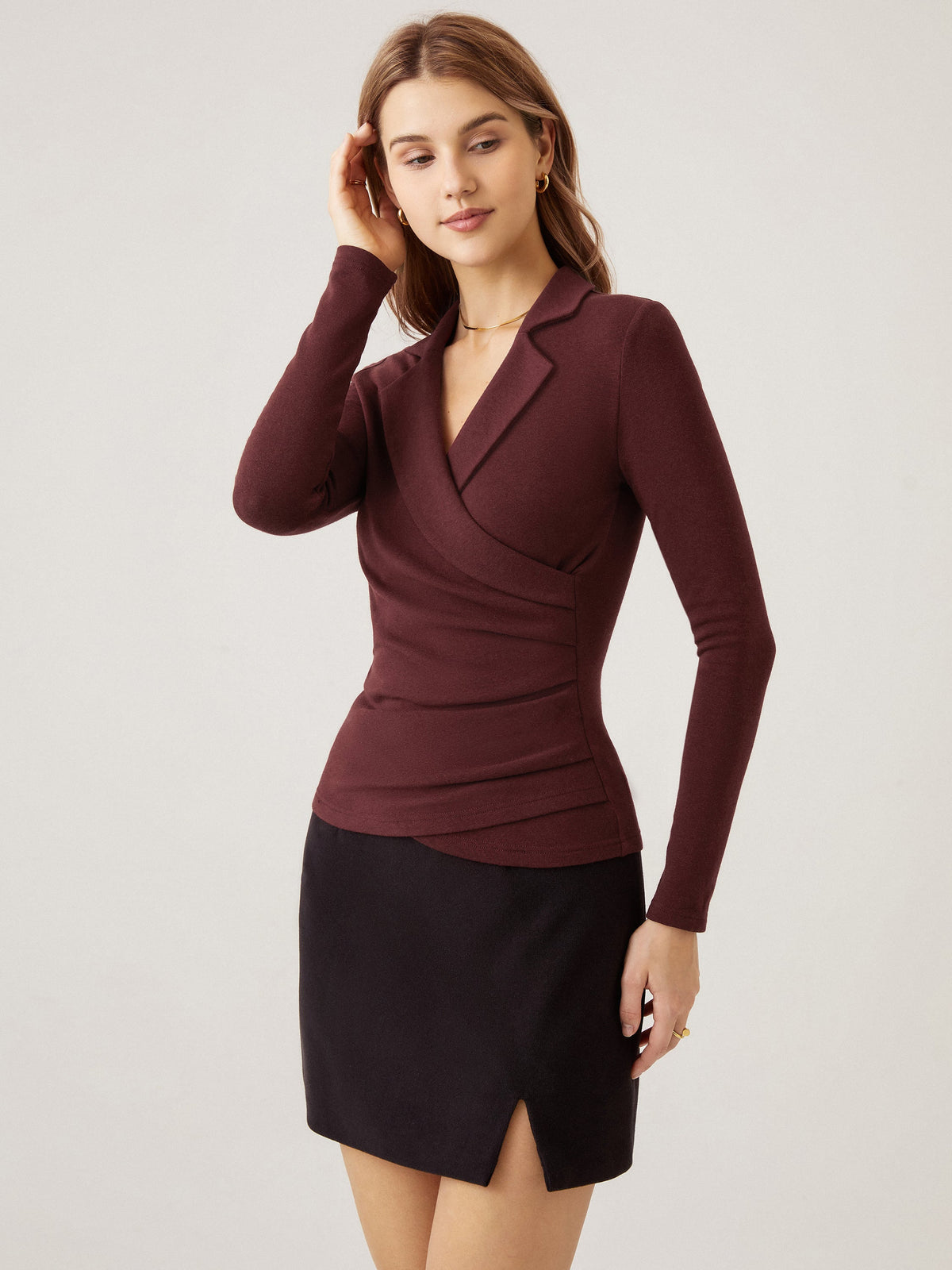 OGLmove Women's Eco-Mousse Collared Surplice Top