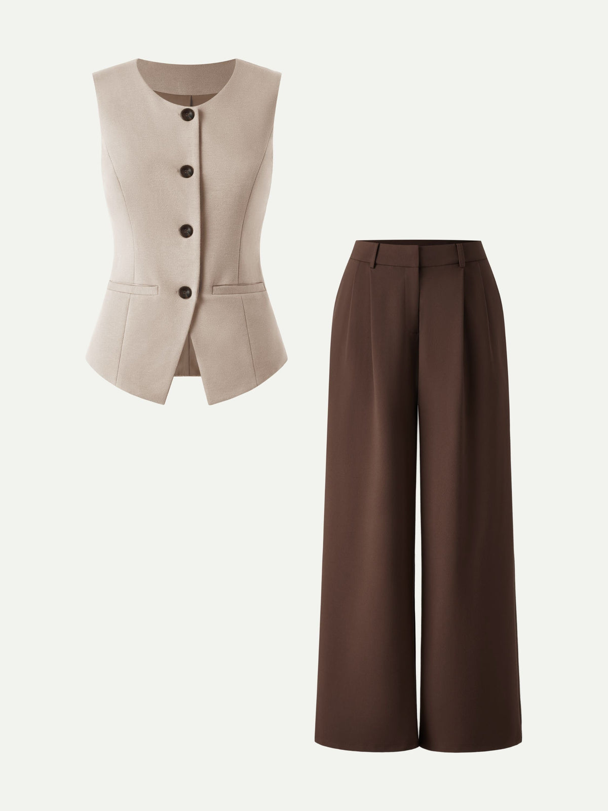 OGLmove Women's Waistcoat & Wide Leg Pant Set