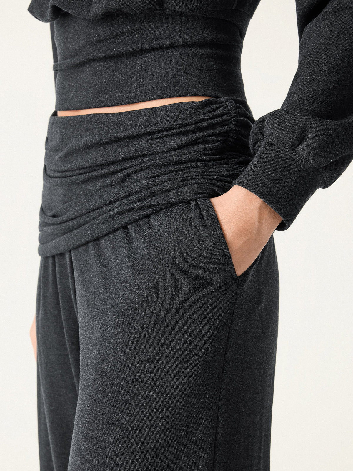 OGLmove Women's Wool Blend Drapey Wide-Leg Pull-On Pants with Pockets