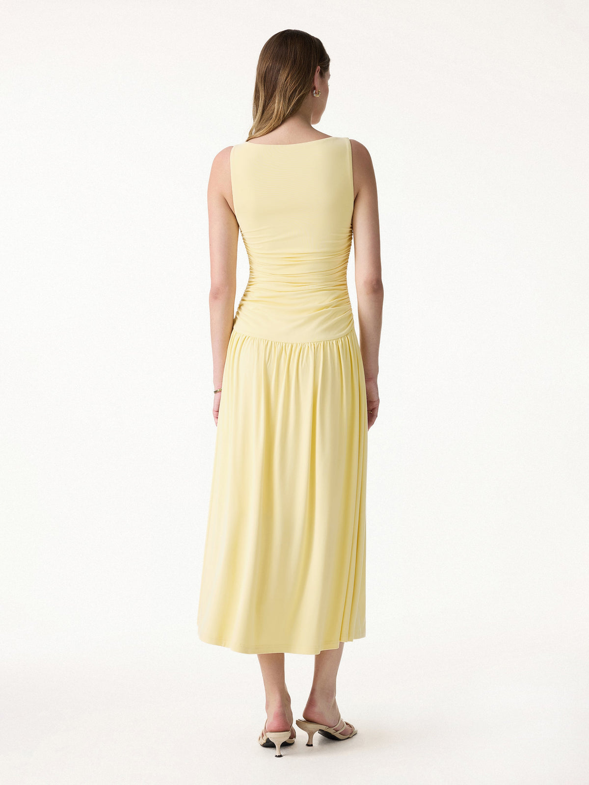 OGLmove Women's Eco-SkinKiss® Boatneck Ruched Midi Bra Dress