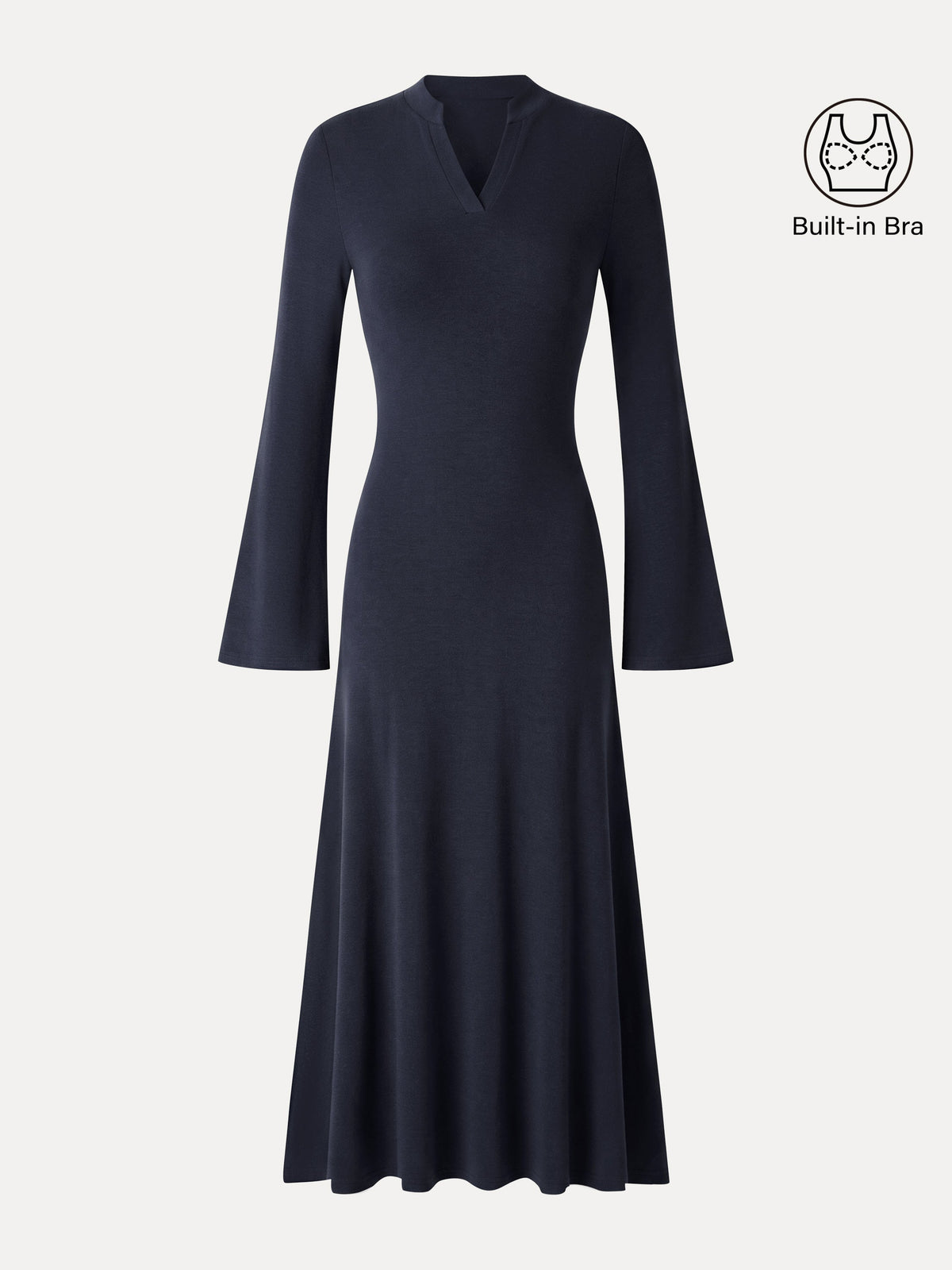OGLmove Women's Eco-Mousse® V-Neck Long Sleeve Flowy Midi Dress