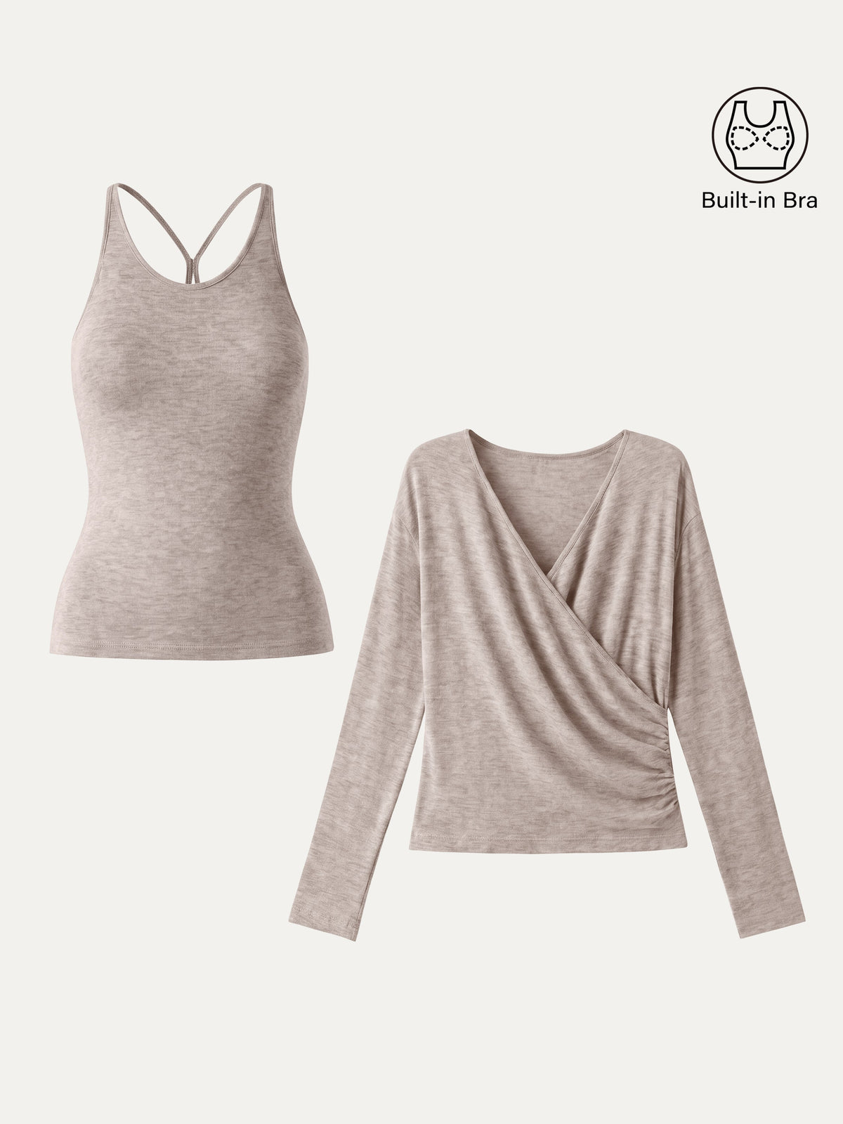 OGLmove Women's Eco-MiYaMoon® Cami & Surplice Ruched Top Set