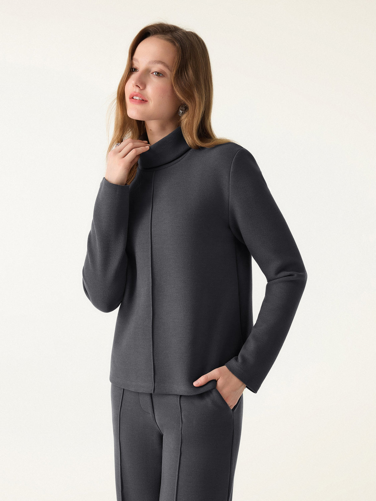 OGLmove Women's FuzzLuxe Turtleneck Long Sleeve Top