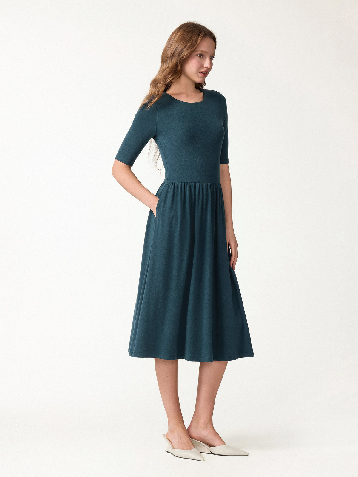 OGLmove Women's Eco-Mousse® Elbow Sleeve Midi Bra Dress
