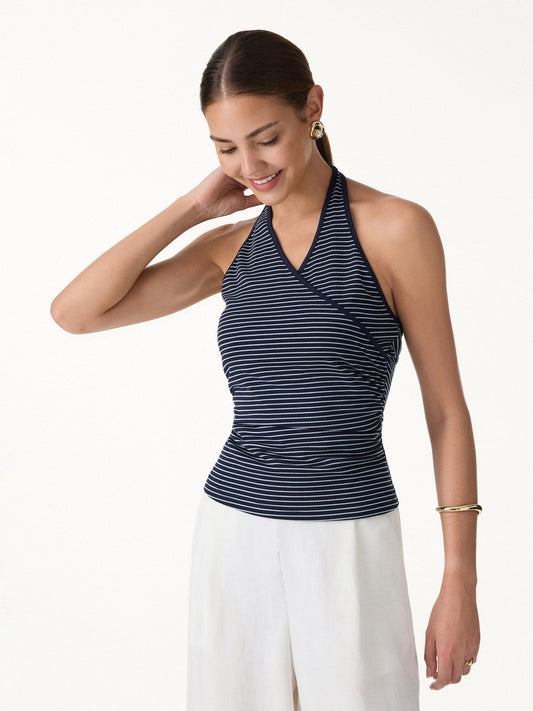 OGLmove Women's Striped Halter Neck Tank Top