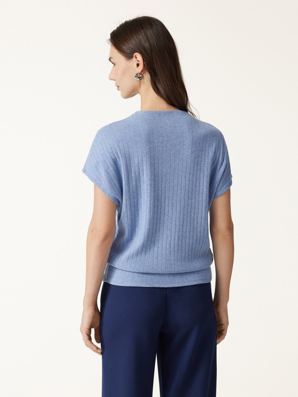 OGLmove Women's Mock Neck Cap Sleeve Banded Hem Top