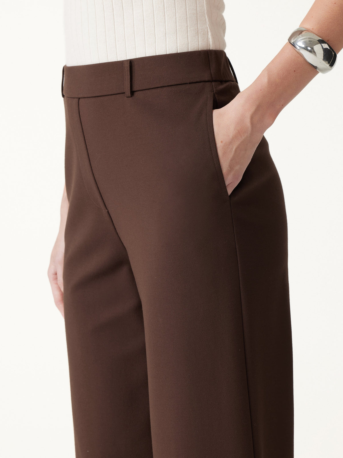 OGLmove Women's Ponte Mid-Rise Wide-Leg Pants with Pockets