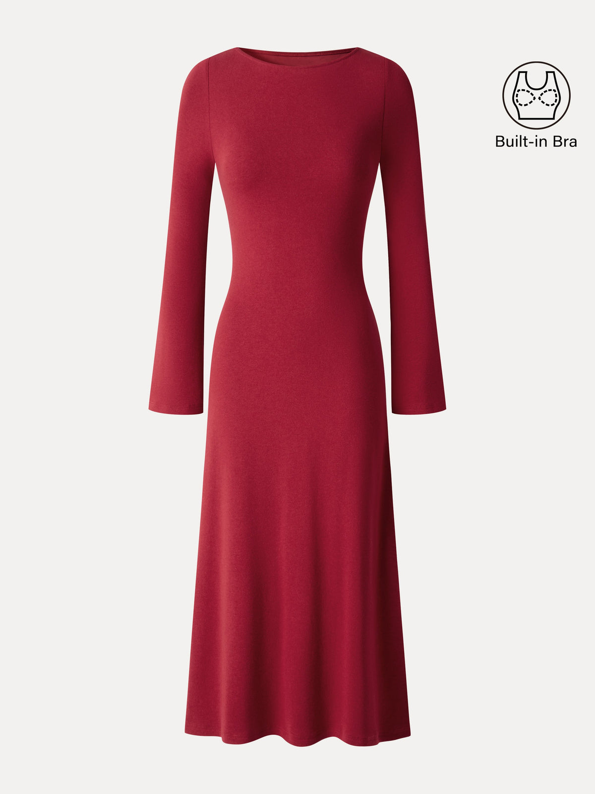 OGLmove Women's Eco-Mousse® Boatneck Bell Sleeve Midi Bra Dress