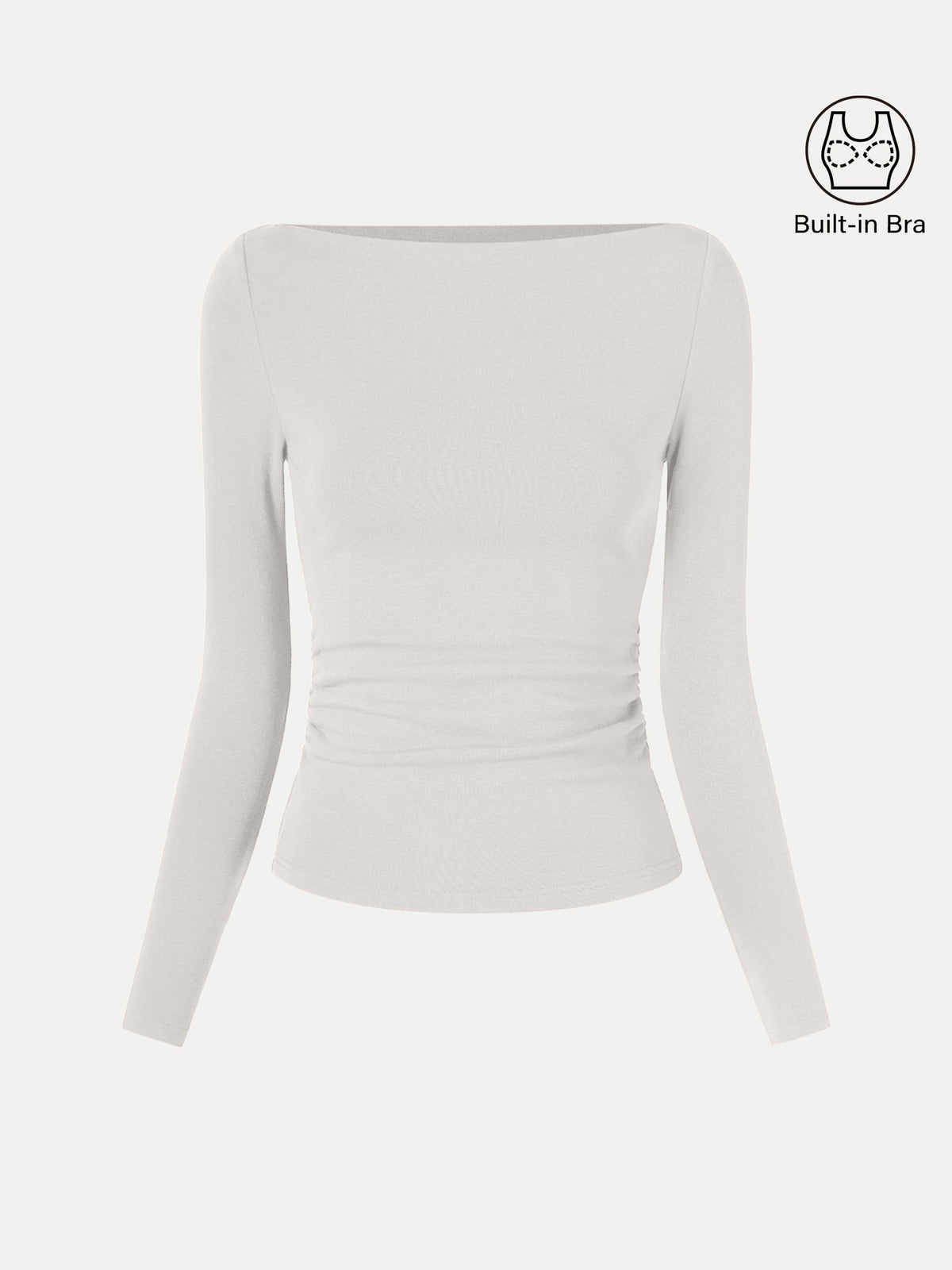 OGLmove Women's Modern Side Ruched Boatneck Bra Top