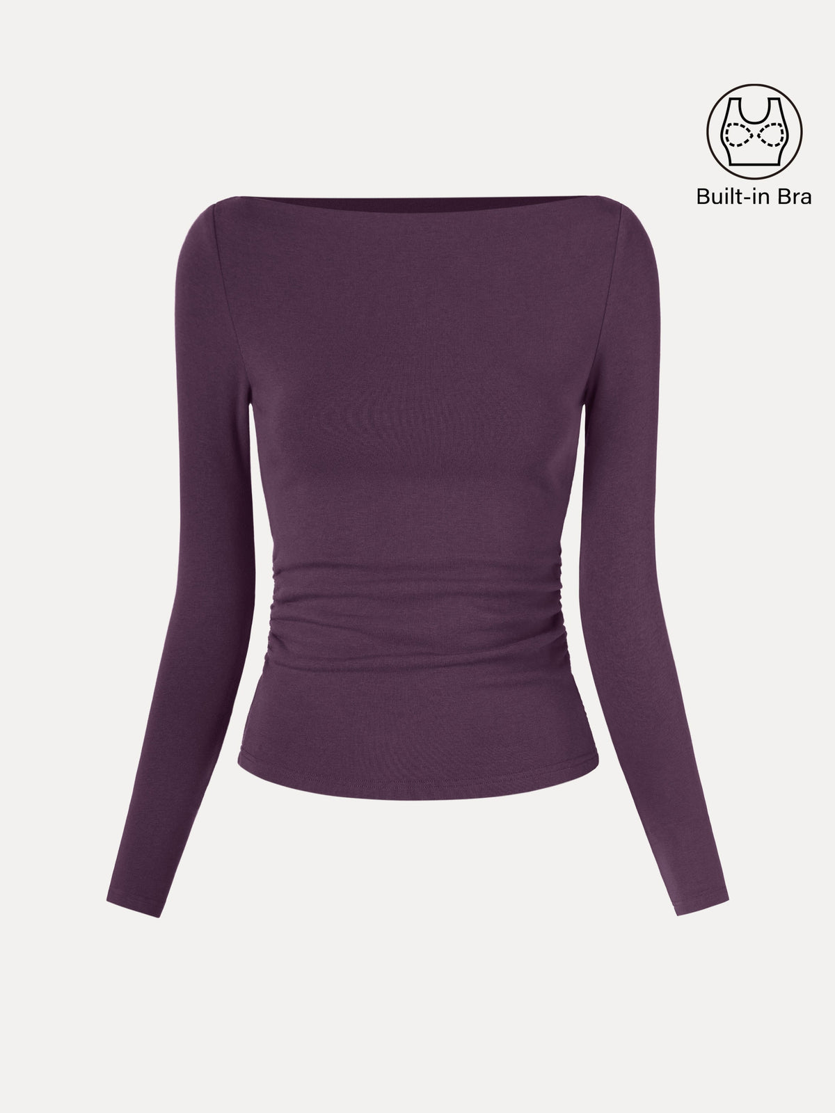 OGLmove Women's Modern Side Ruched Boatneck Bra Top