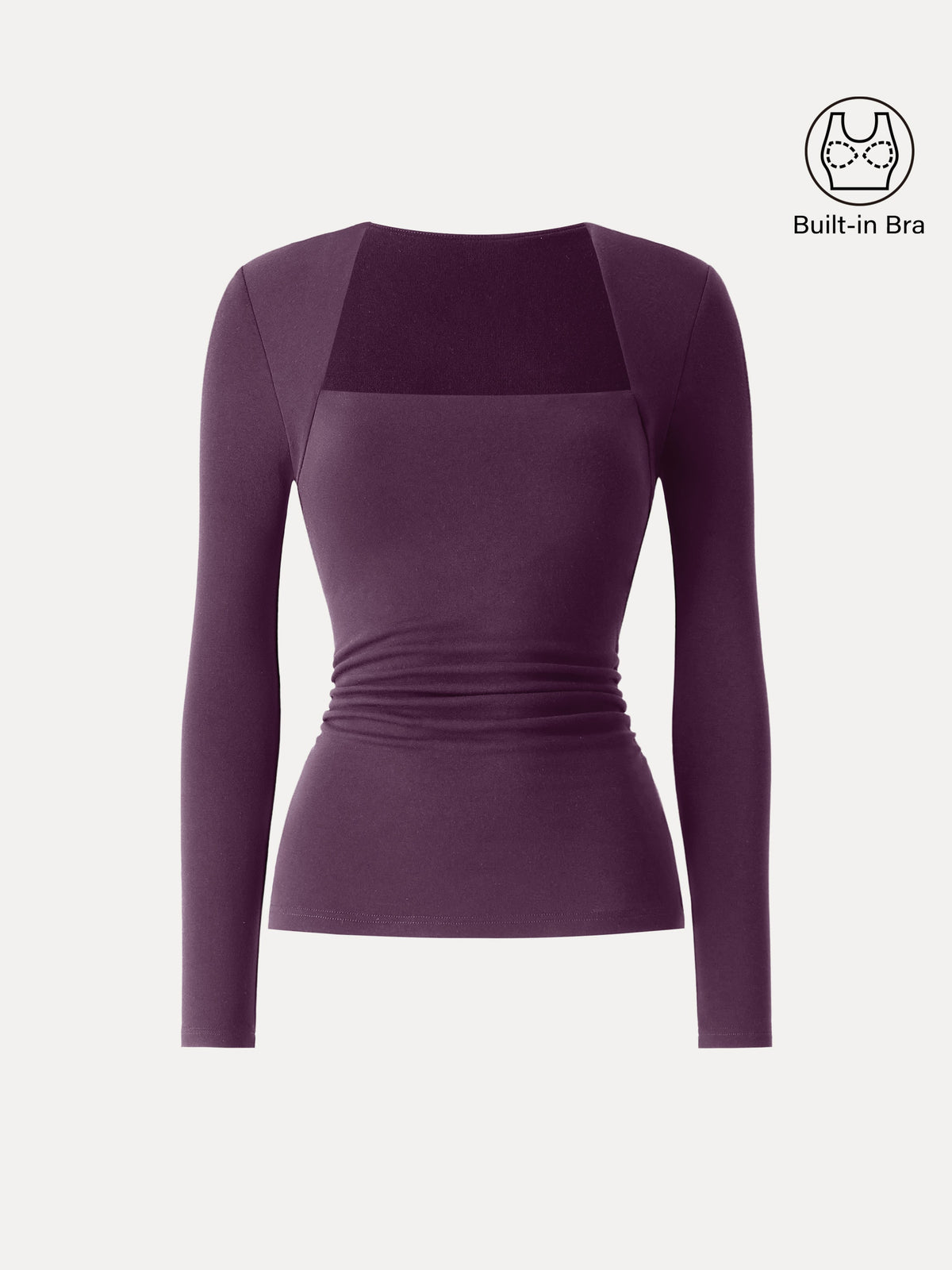OGLmove Women's Eco-Mousse Trapeze Neck Long Sleeve Ruched Bra Top