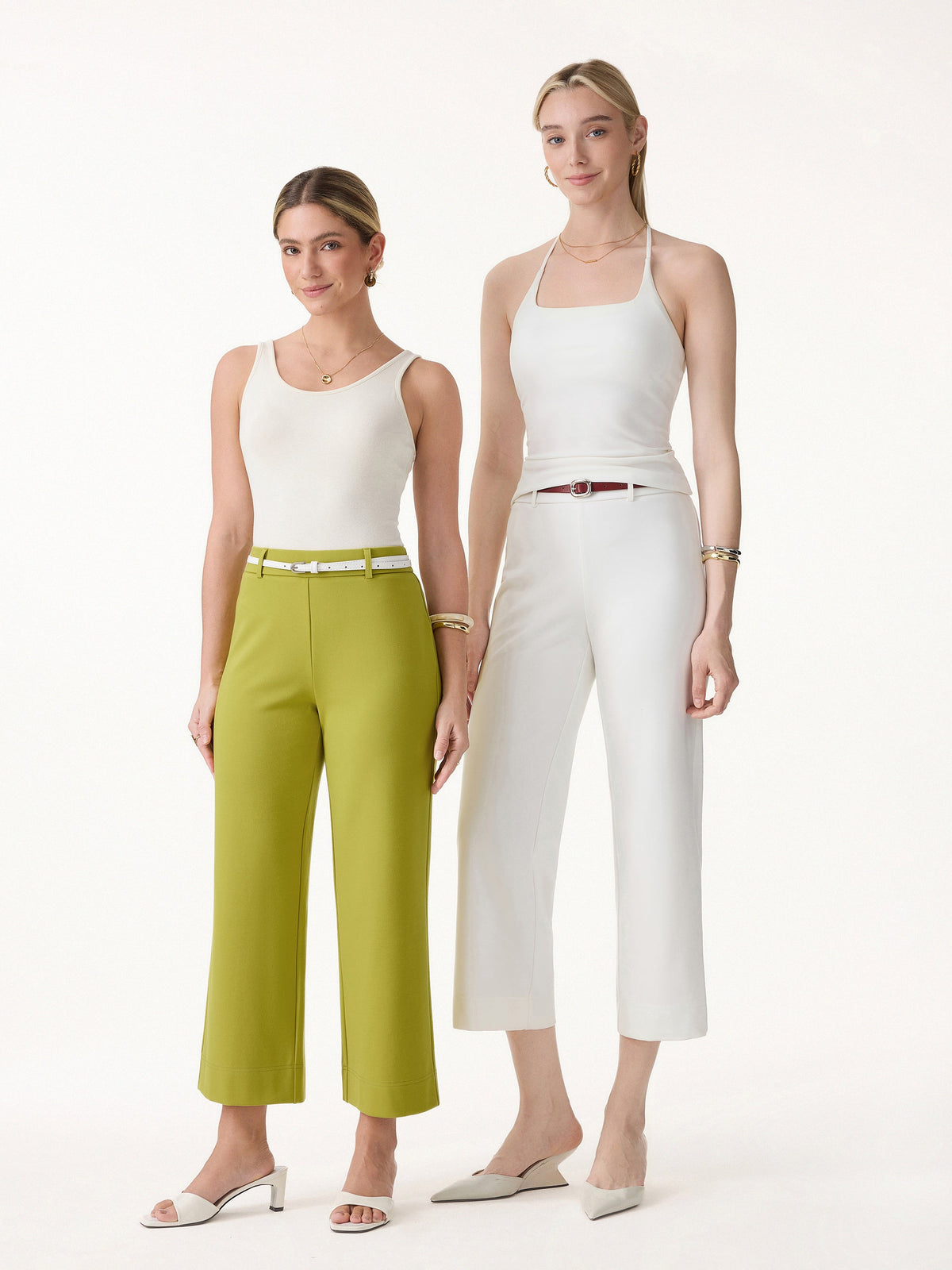 OGLmove Women's Mid Rise Cropped Wide Leg Pants with Pockets