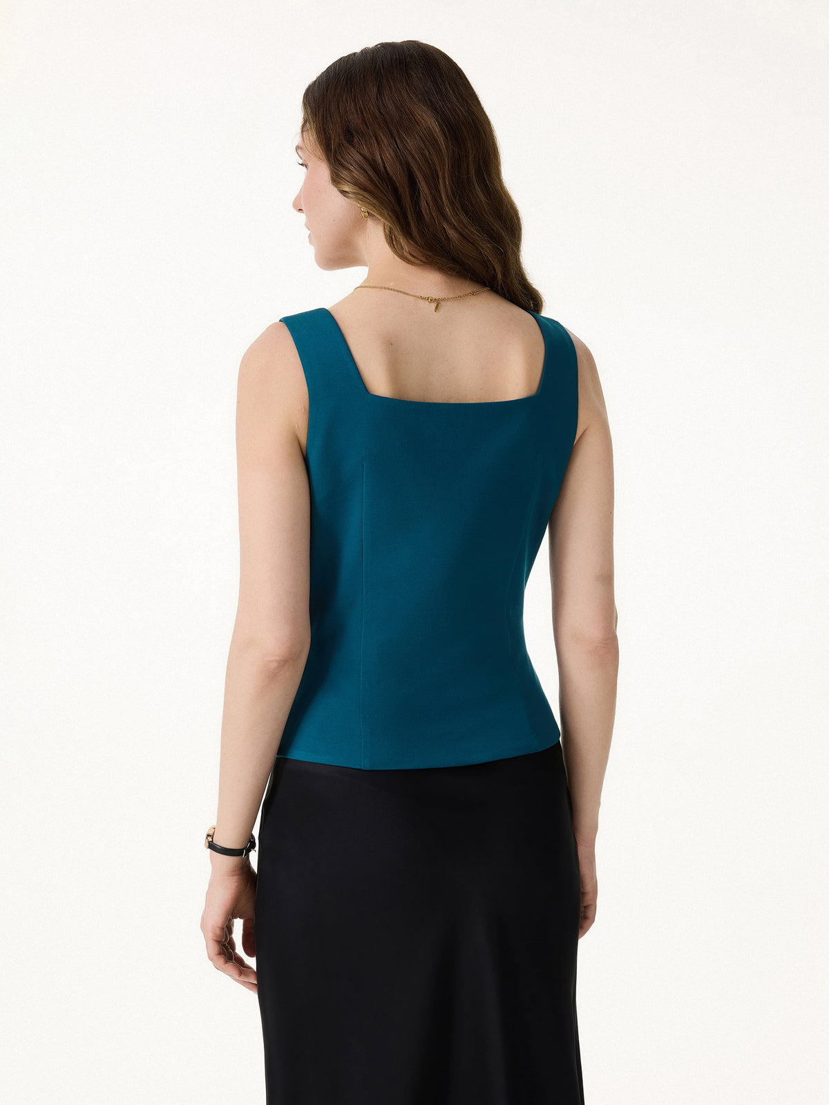 OGLmove Women's Stretch Ponte Square Neck Cropped Waistcoat