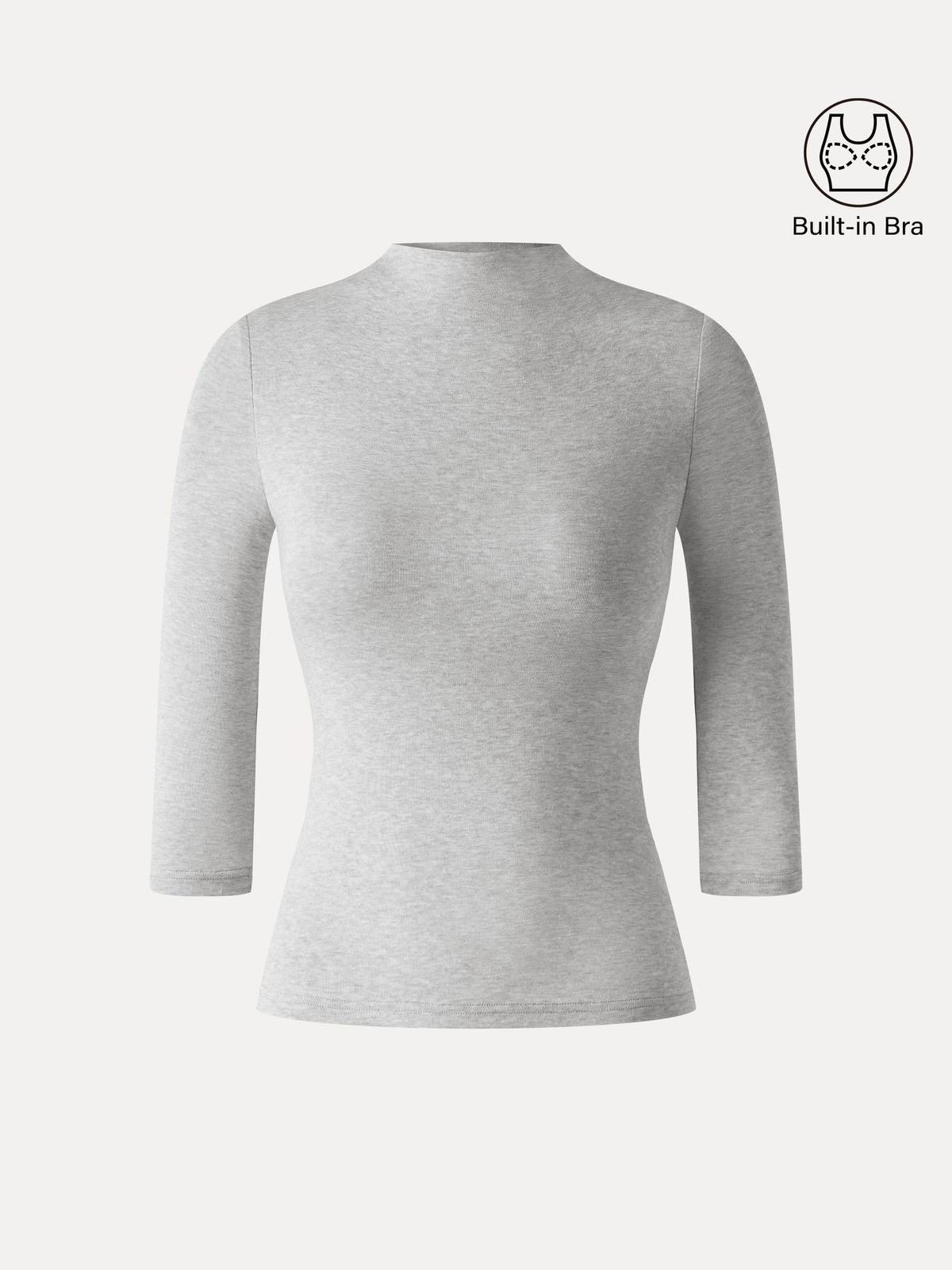 OGLmove Women's Lyocell-Wool Mock Neck 3/4 Sleeve Bra Top
