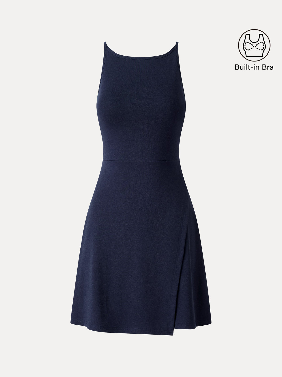 OGLmove Women's Viscose-Cotton Boatneck Sleeveless Wrap Mini Bra Dress