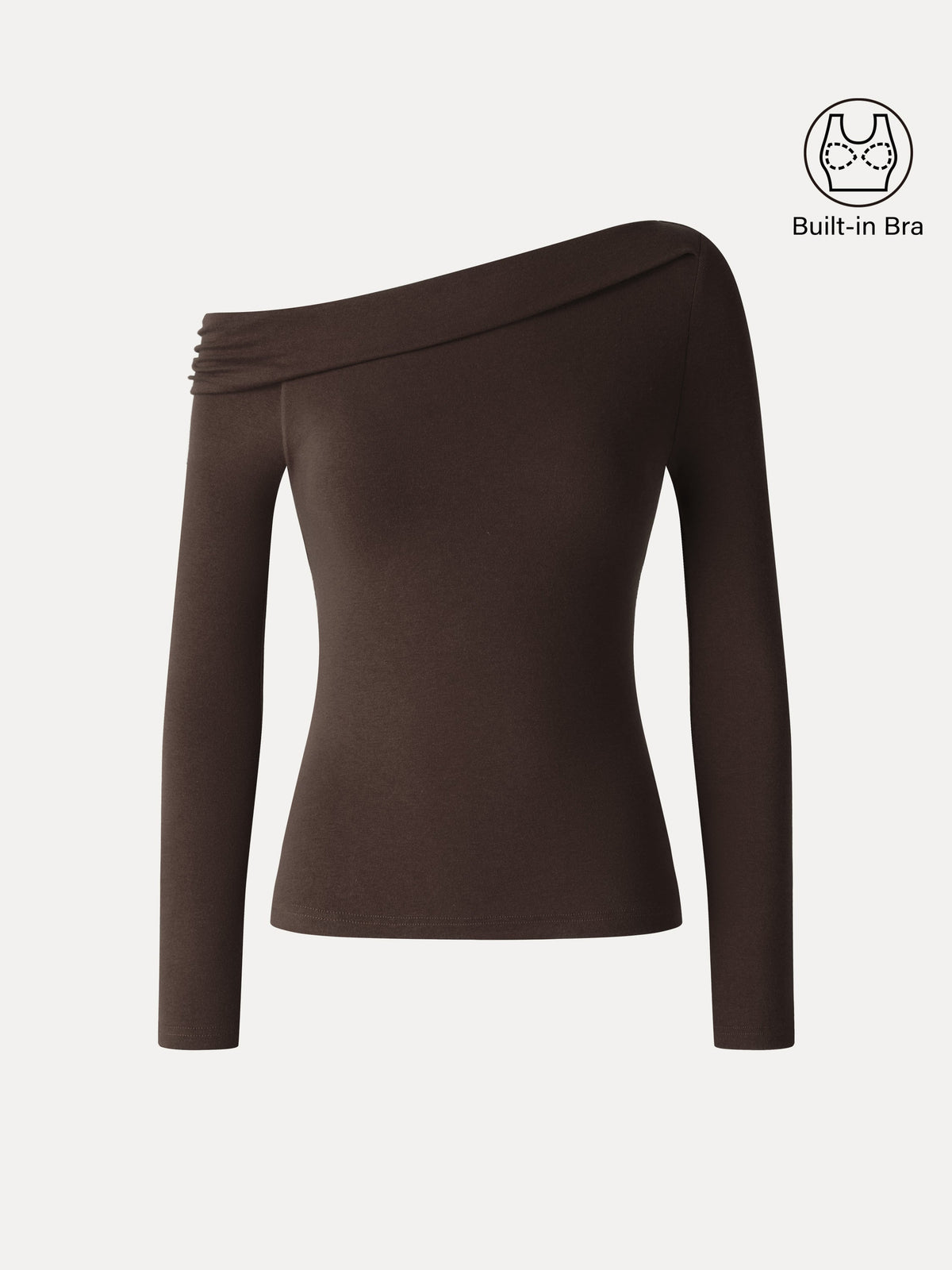 OGLmove Women's Eco-Mousse Asymmetrical Neck Long Sleeve Bra Top
