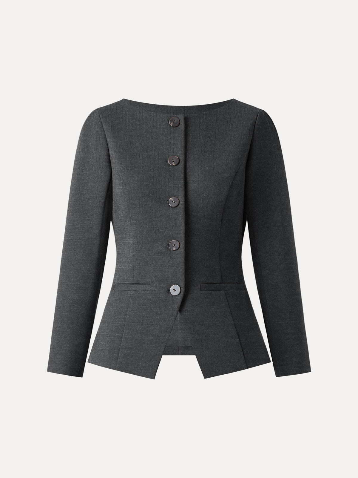 OGLmove Women's Ponte Round Neck Long Sleeve Jacket with Pockets