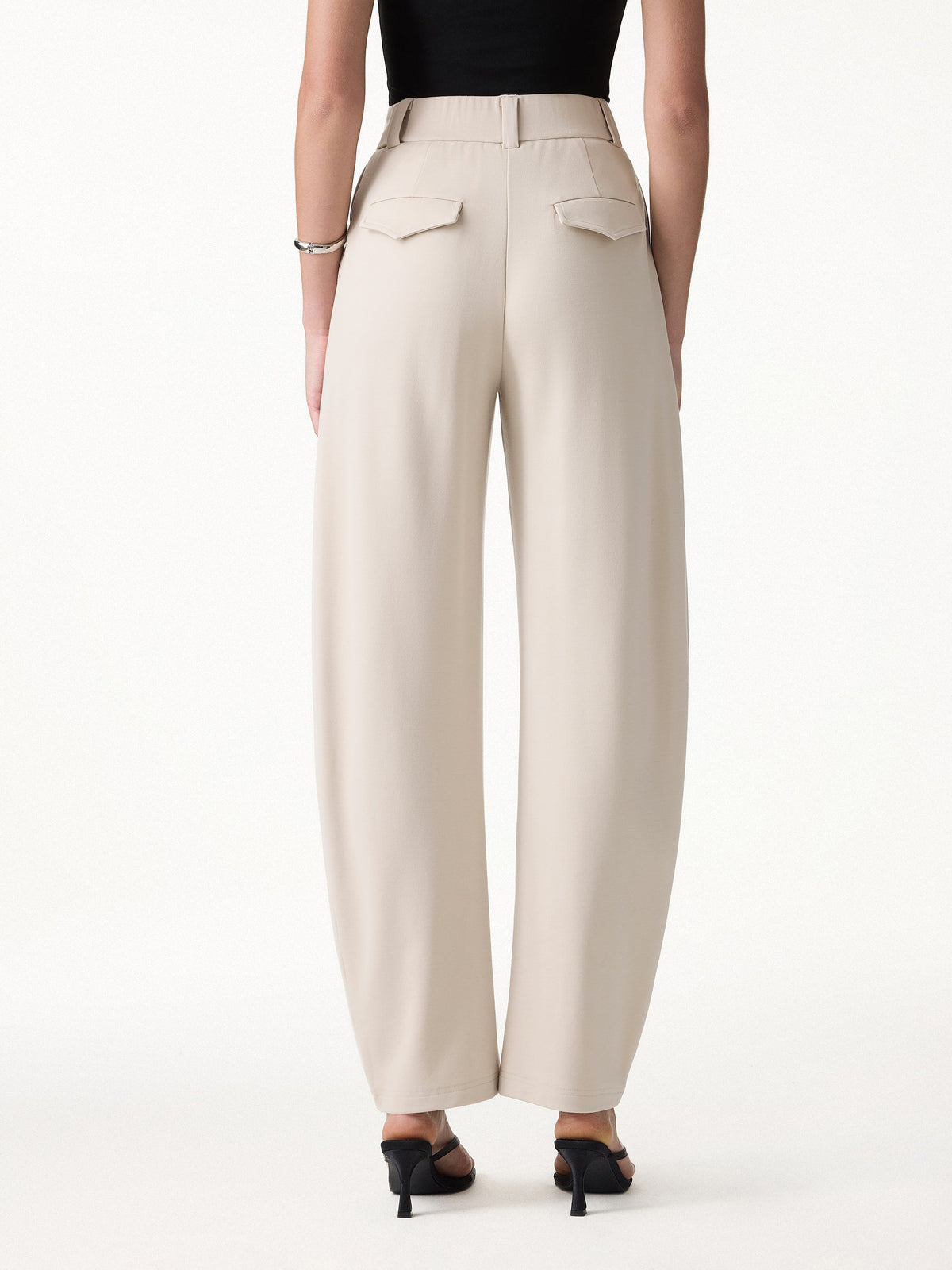 OGLmove Women's Ponte High-Rise Cropped Barrel Pants