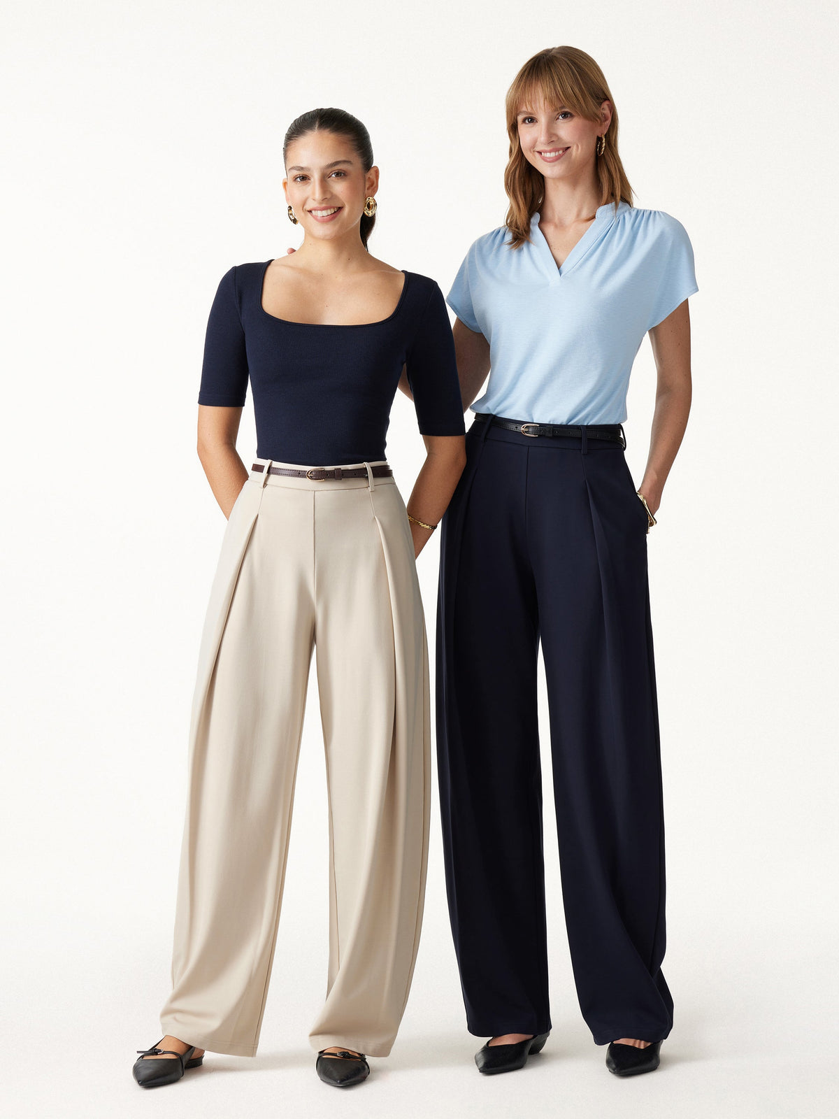 OGLmove Women's Ponte High-Rise Barrel Pants with Pockets