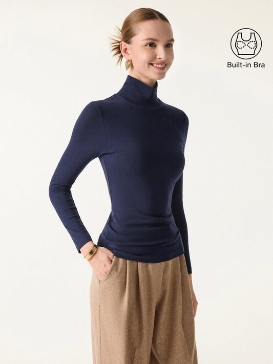 OGLmove Women's LiteWarm Turtleneck Long Sleeve Bra Top