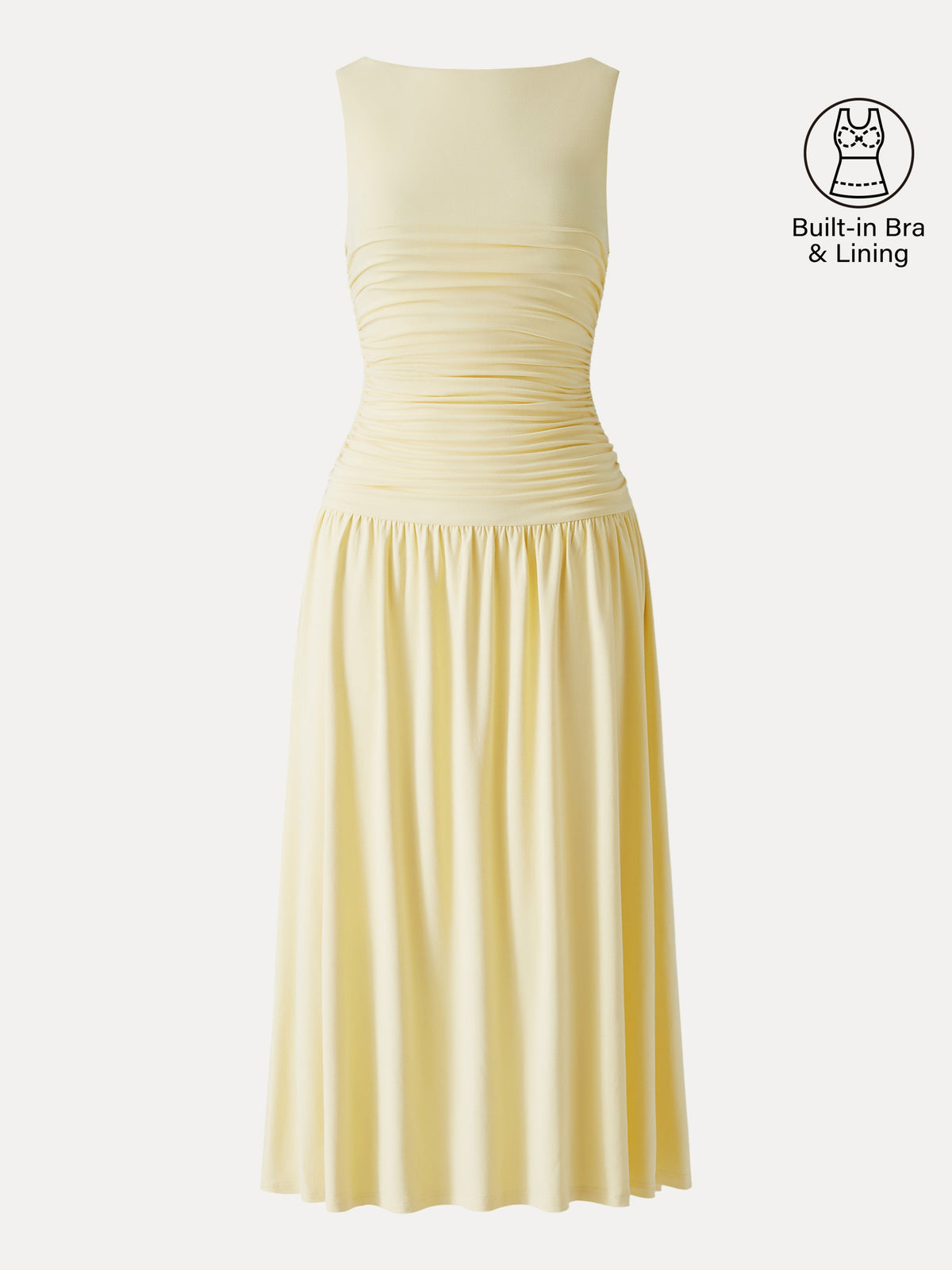 OGLmove Women's Eco-SkinKiss® Boatneck Ruched Midi Bra Dress