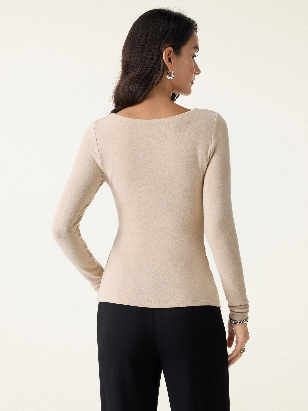 OGLmove Women's Eco-Mousse® Flapped V-Neck Long Sleeve Ruched Bra Top