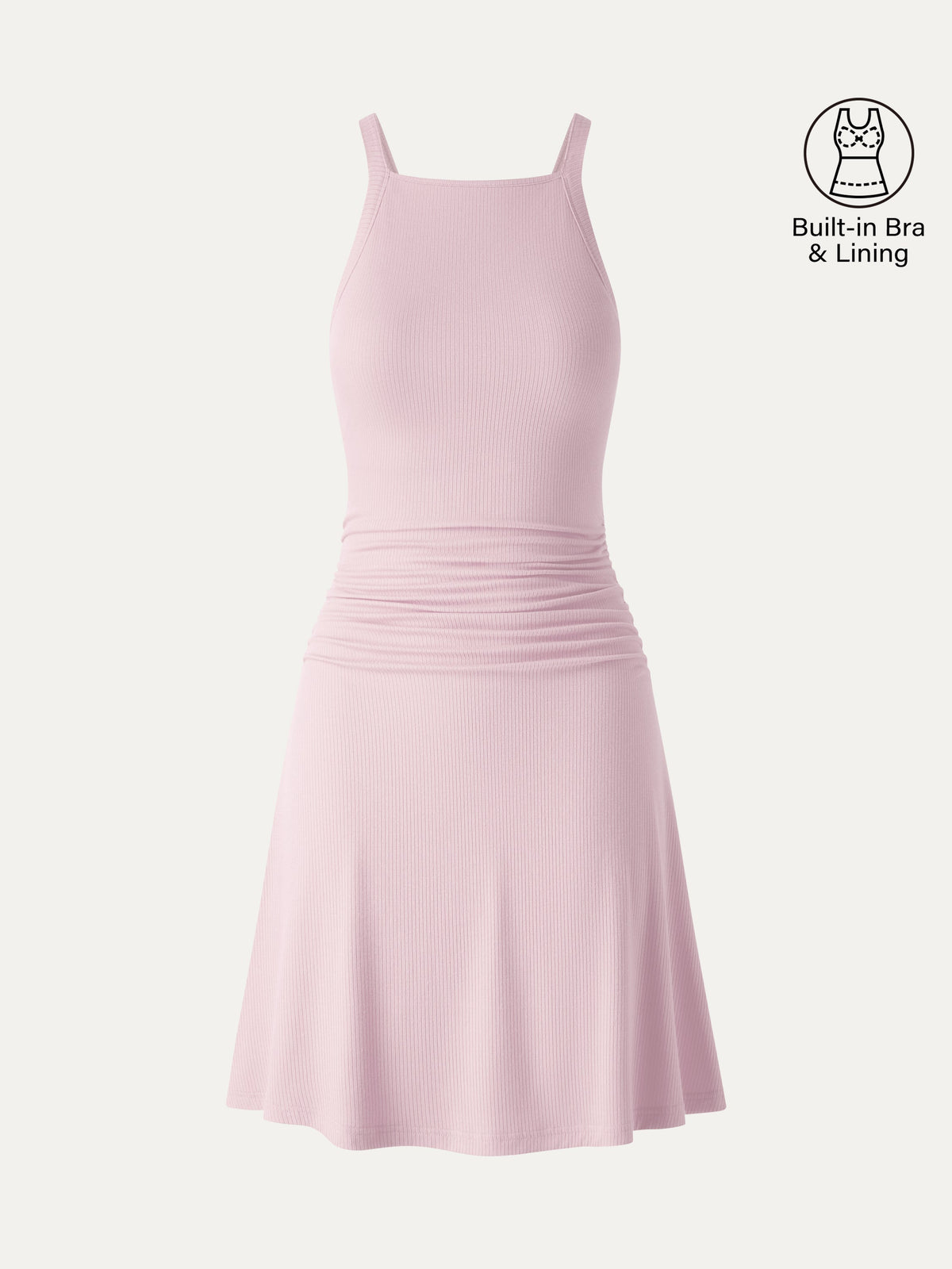 OGLmove Women's CoolTouch Square Neck Ruched Mini Bra Dress