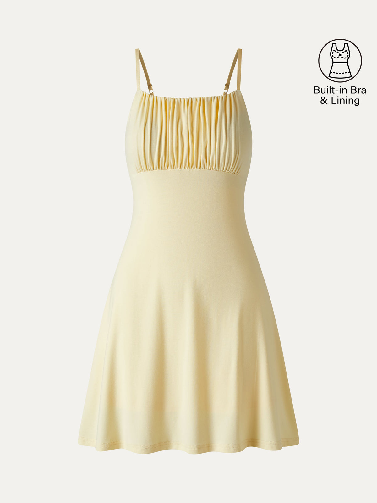 OGLmove Women's Square Neck Ruched Spaghetti Mini Bra Dress