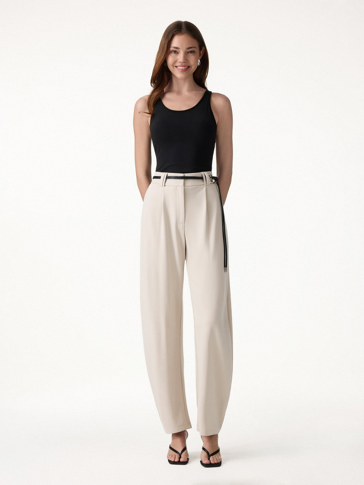OGLmove Women's Ponte High-Rise Cropped Barrel Pants