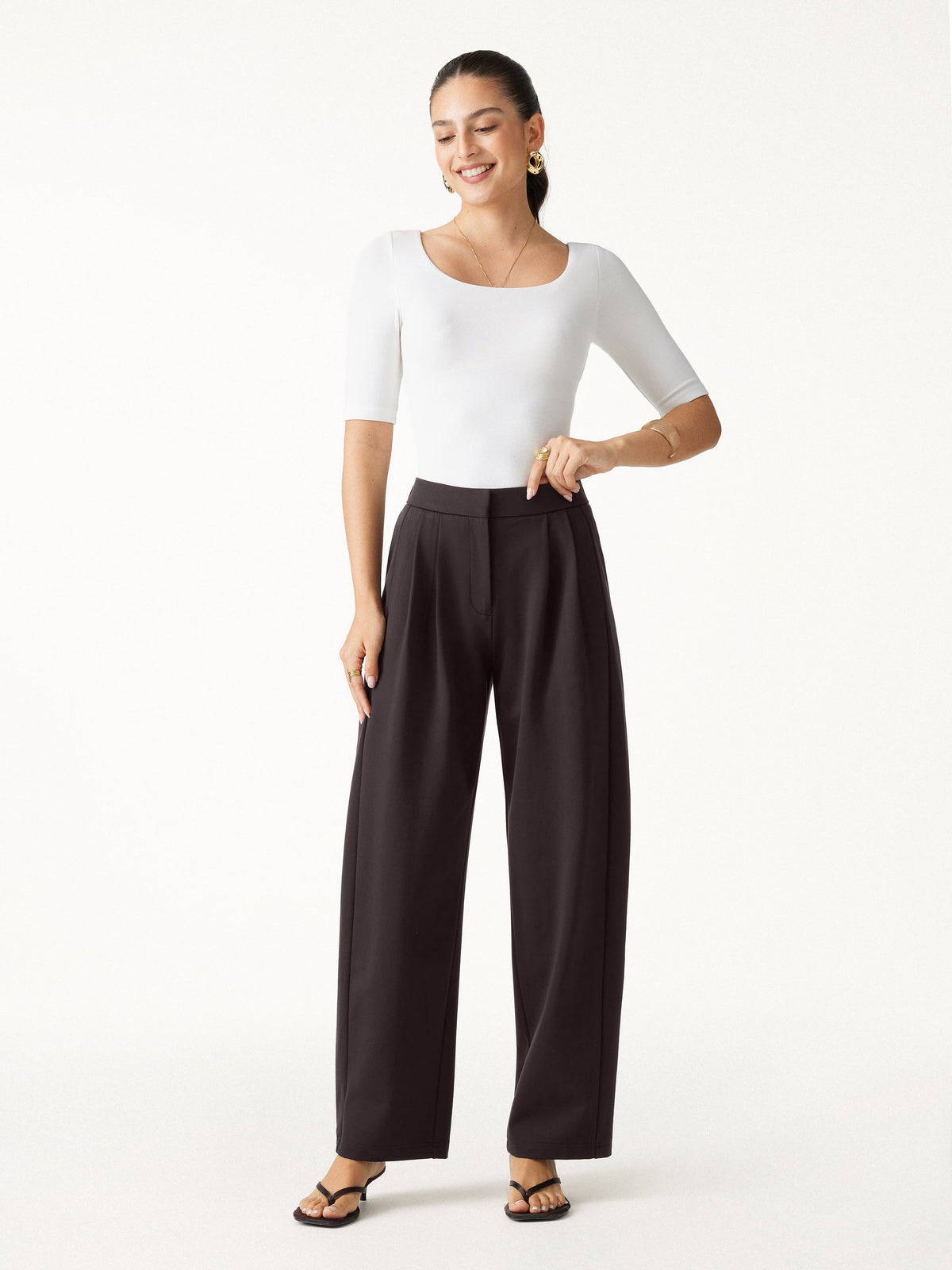 OGLmove Women's Ponte Low-Rise Barrel Pants with Pockets