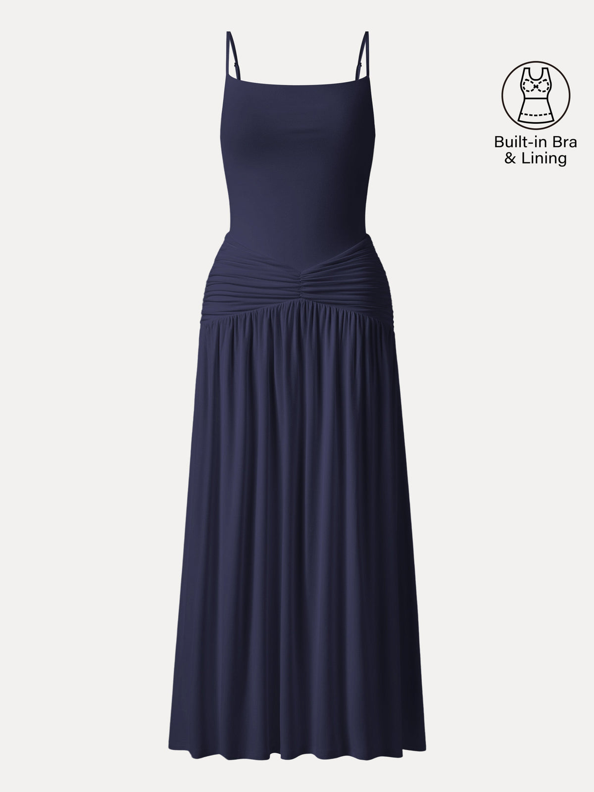 OGLmove Women's Eco-SkinKiss® Spaghetti Gathered Maxi Bra Dress