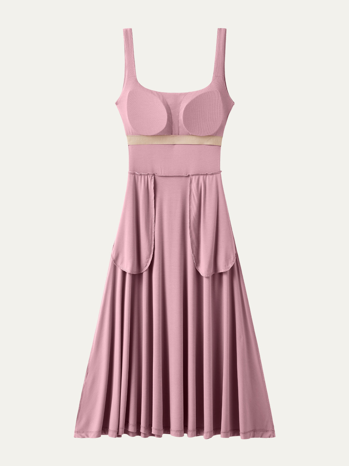 OGLmove Women's Square Neck Flowy Airy Bra Midi Dress