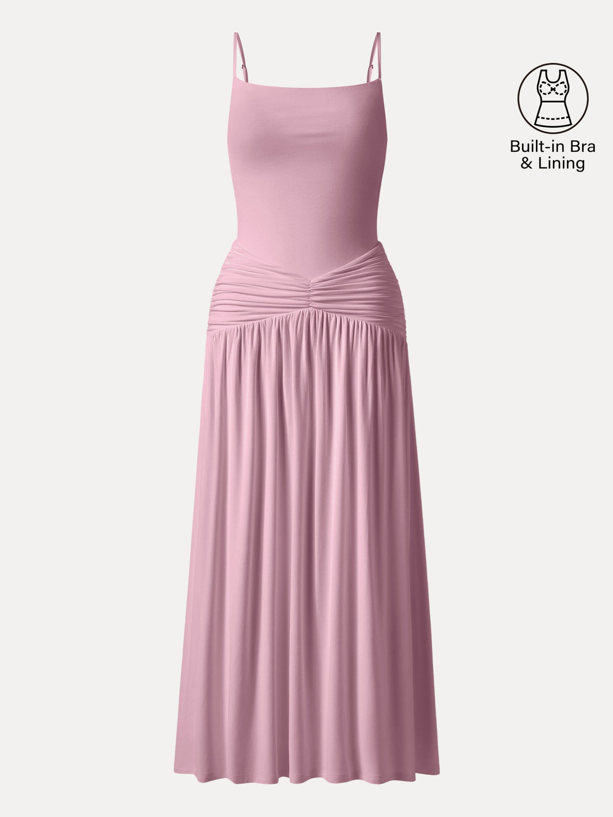 OGLmove Women's Eco-SkinKiss® Spaghetti Gathered Maxi Bra Dress