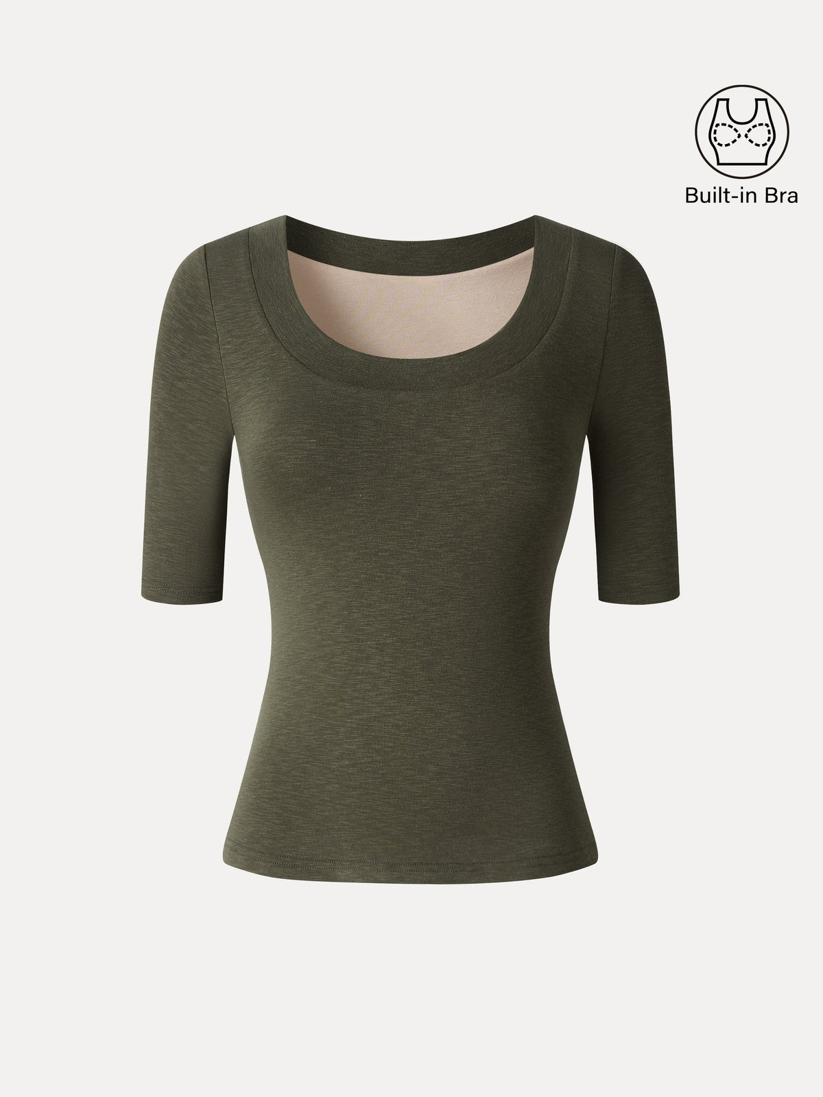 OGLmove Women's Eco-Mousse® Slub U-Neck Elbow Sleeve Bra Top