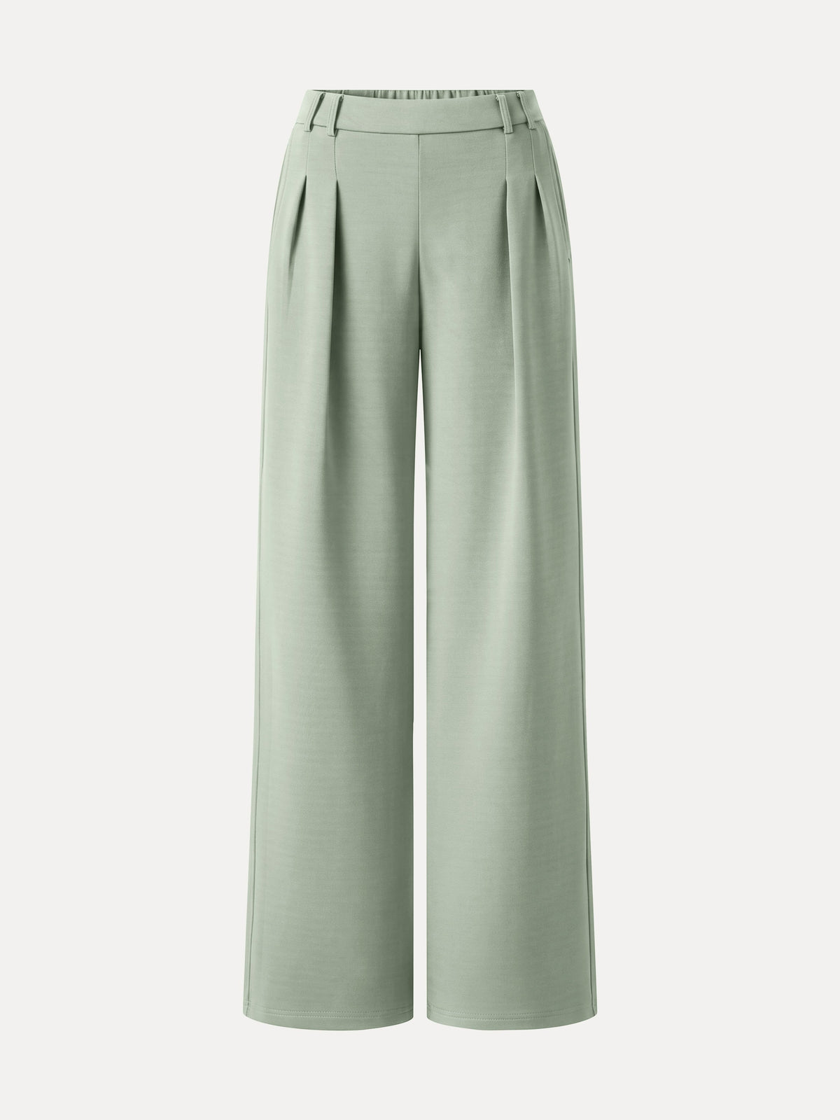OGLmove Women's Lyocell Spacer Knit High-Rise Wide-Leg Tuck Pants with Pockets