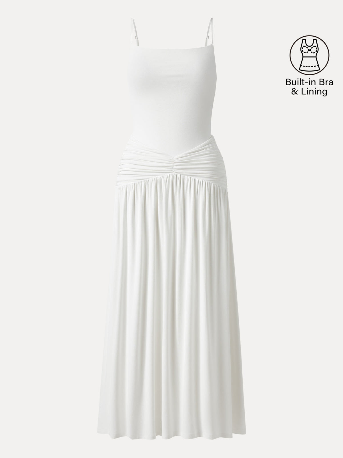 OGLmove Women's Eco-SkinKiss® Spaghetti Gathered Maxi Bra Dress