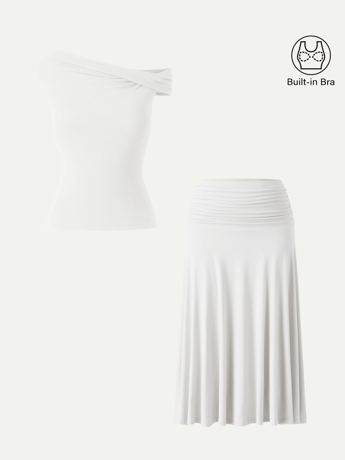 Women's 2-Piece Brami Top and Side Ruched Midi Skirt Set
