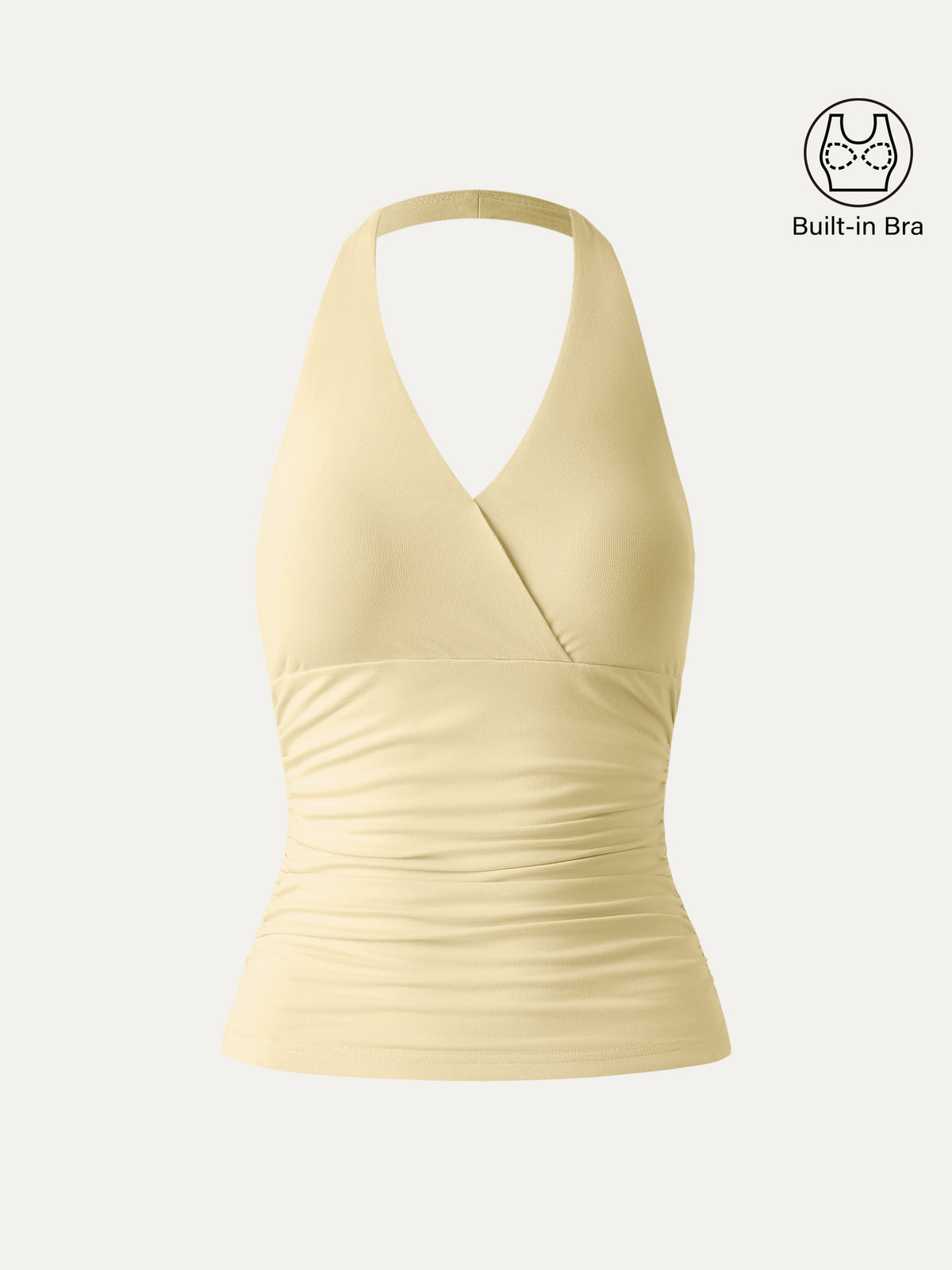 OGLmove Women's Halter Neck Side Gathered Airy Bra Tank