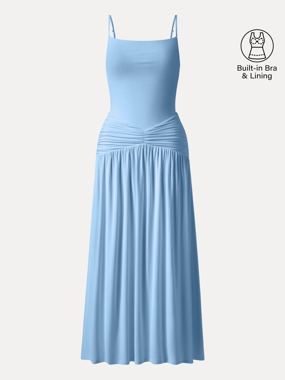 OGLmove Women's Eco-SkinKiss® Spaghetti Gathered Maxi Bra Dress
