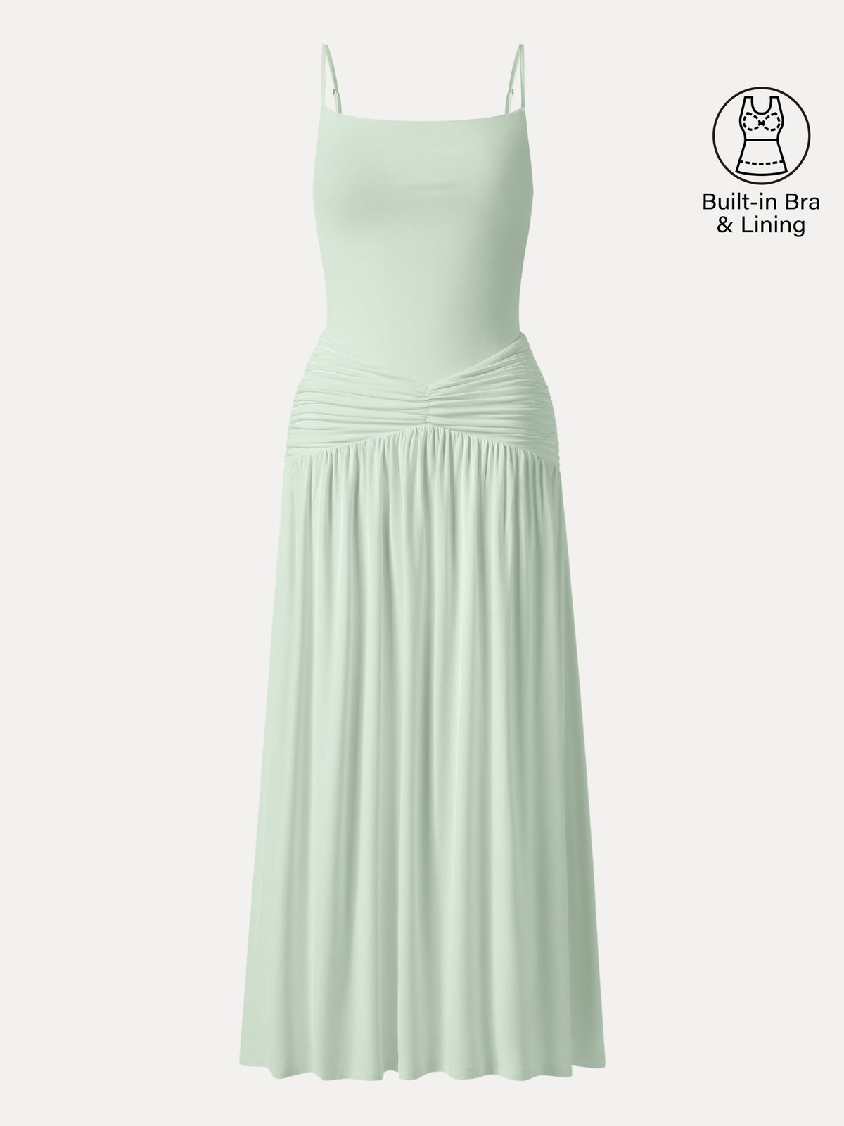 OGLmove Women's Eco-SkinKiss® Spaghetti Gathered Maxi Bra Dress