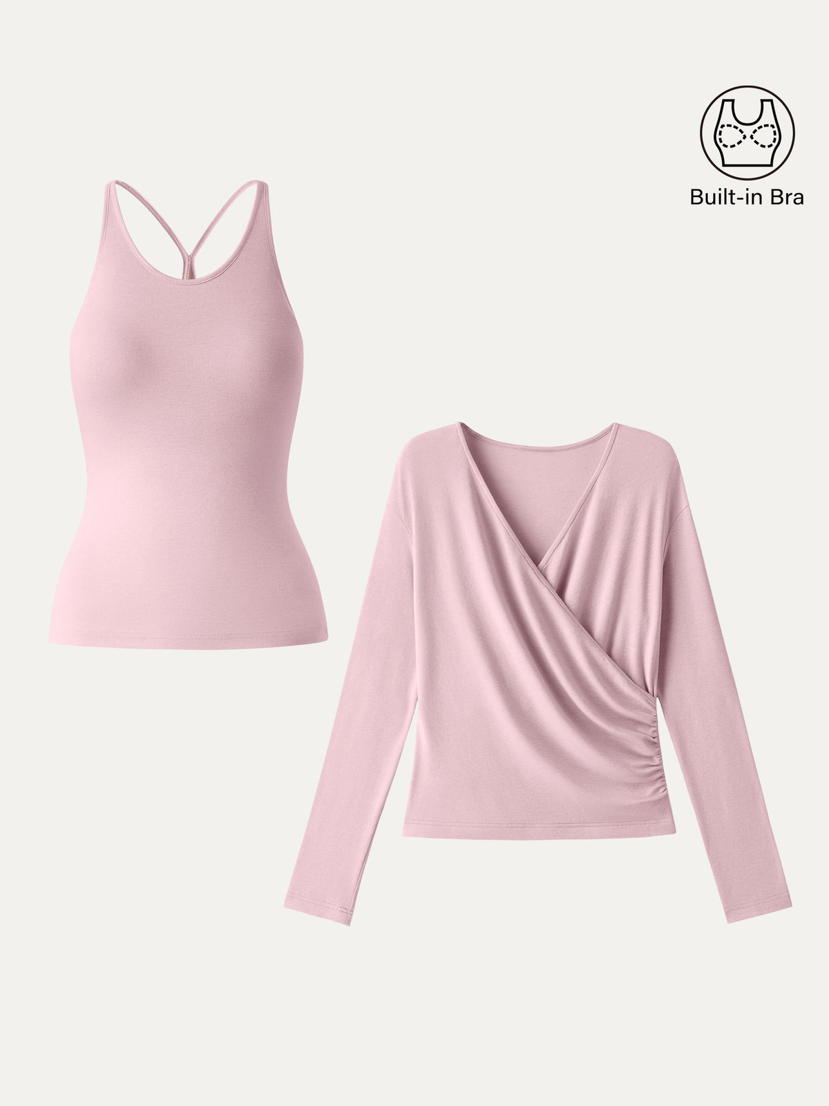 OGLmove Women's Eco-MiYaMoon® Cami & Surplice Ruched Top Set