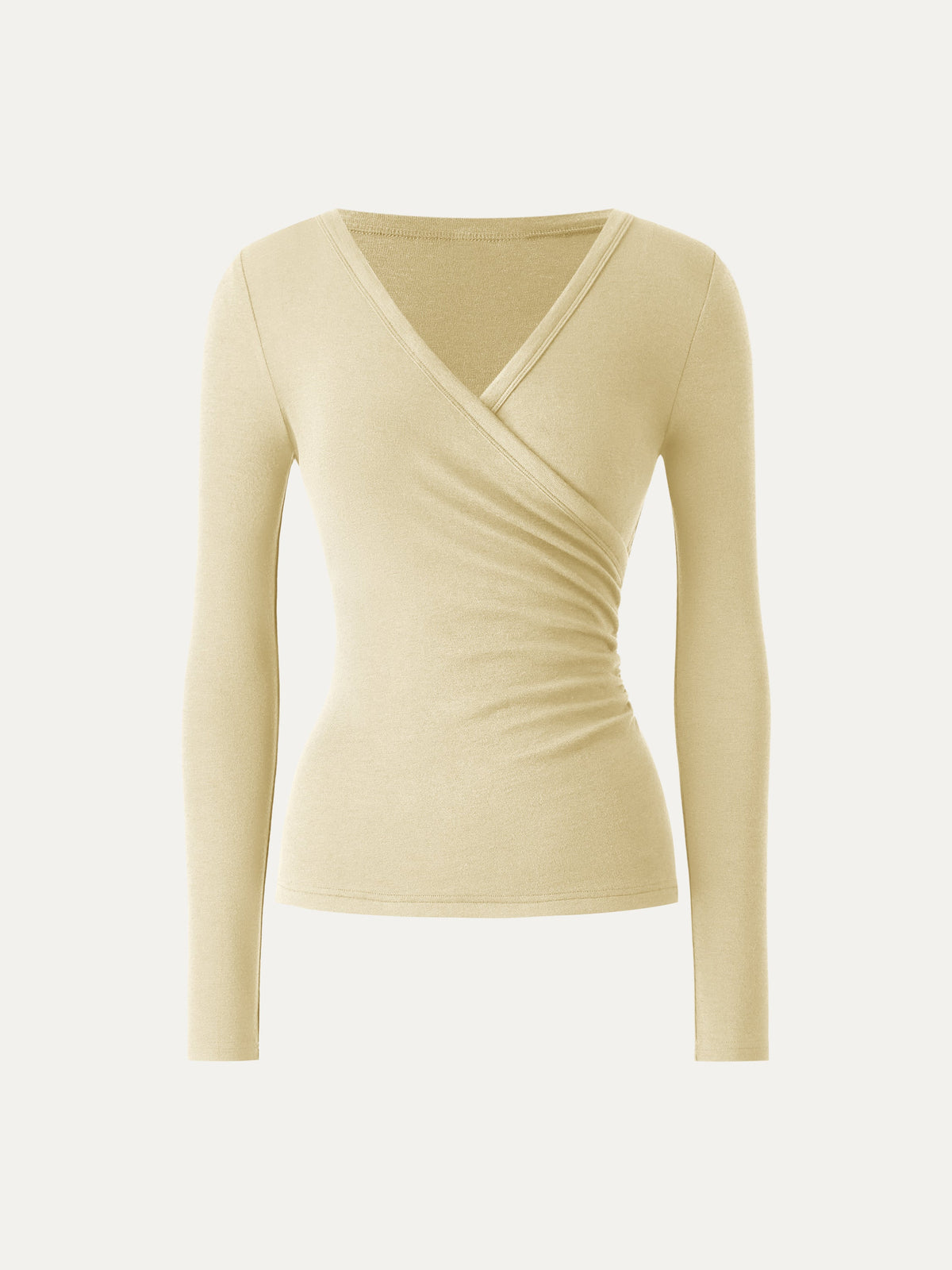 OGLmove Women's Eco-MiYaMoon® Surplice Ruched Long Sleeve Top