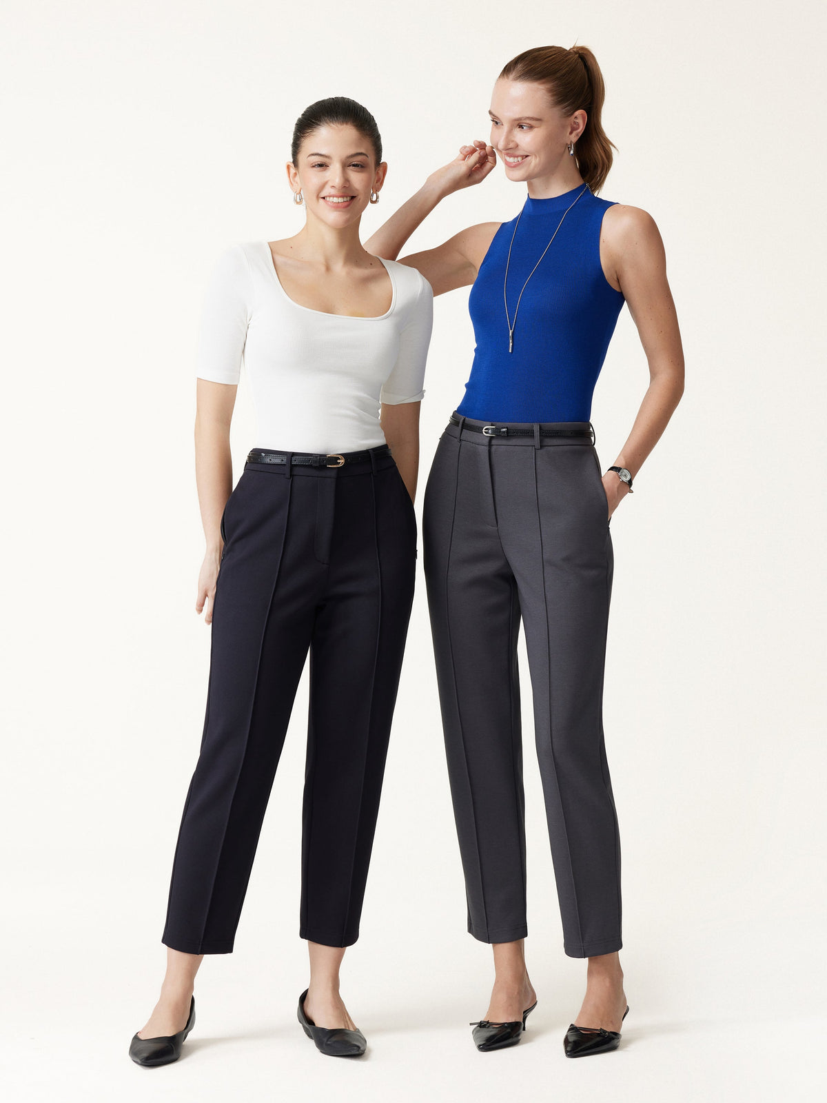 OGLmove Women's Modal Blend Ponte High-Rise Slim-Straight Pants