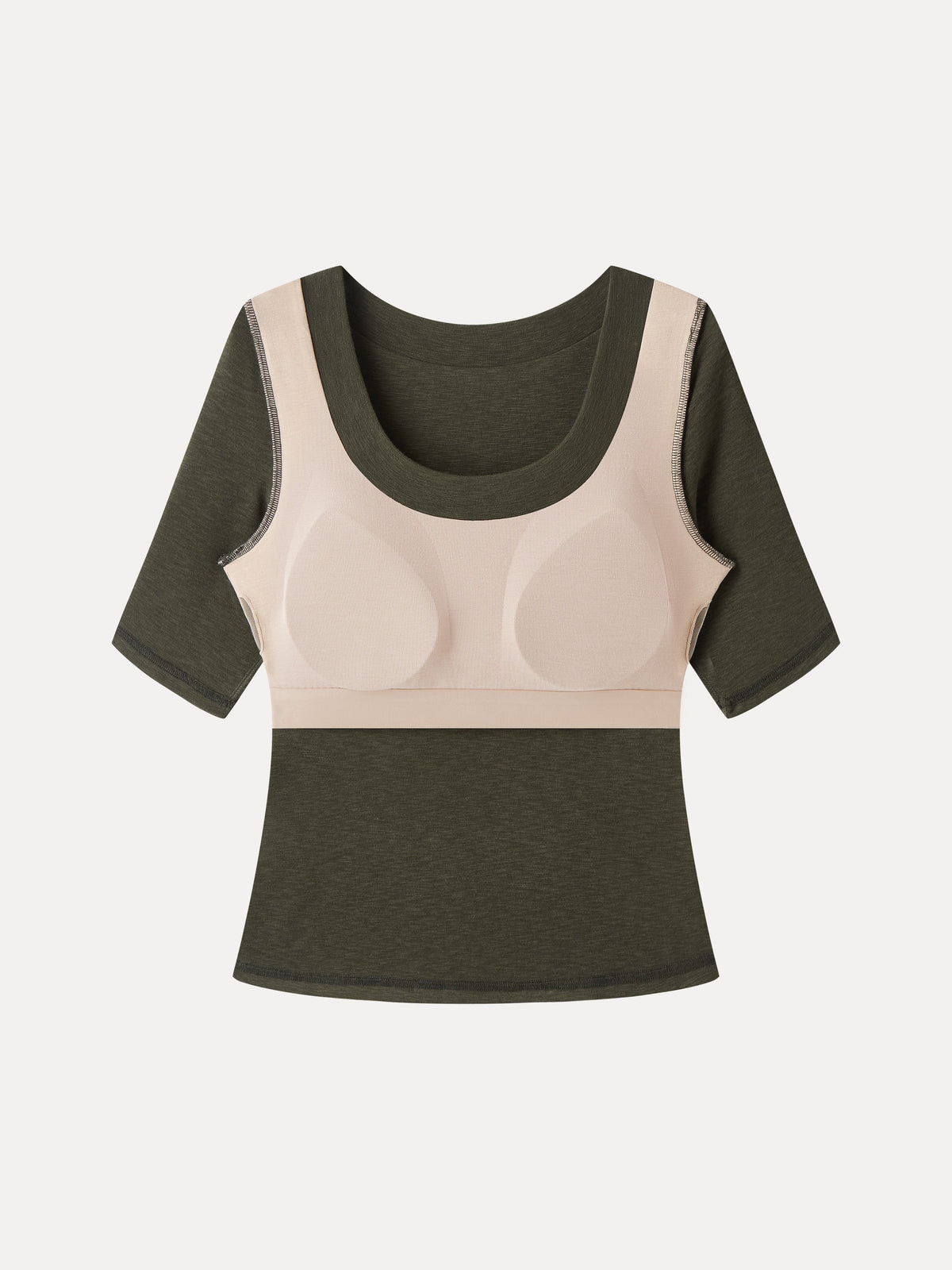OGLmove Women's Eco-Mousse® Slub U-Neck Elbow Sleeve Bra Top